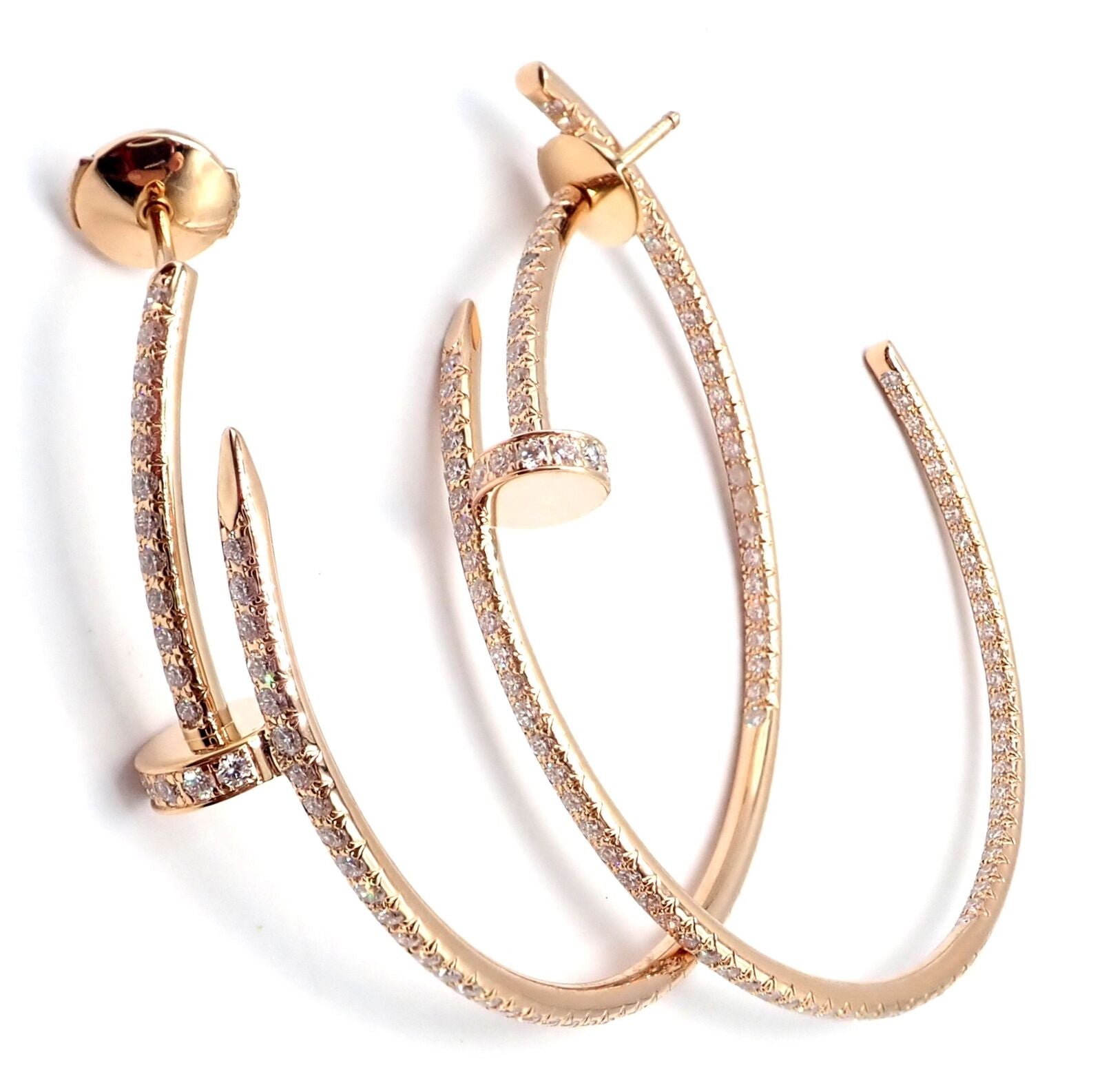 Cartier Jewelry & Watches:Fine Jewelry:Earrings Authentic! Cartier Juste un Clou 18k Rose Gold Diamond Nail Hoop Earrings Paper