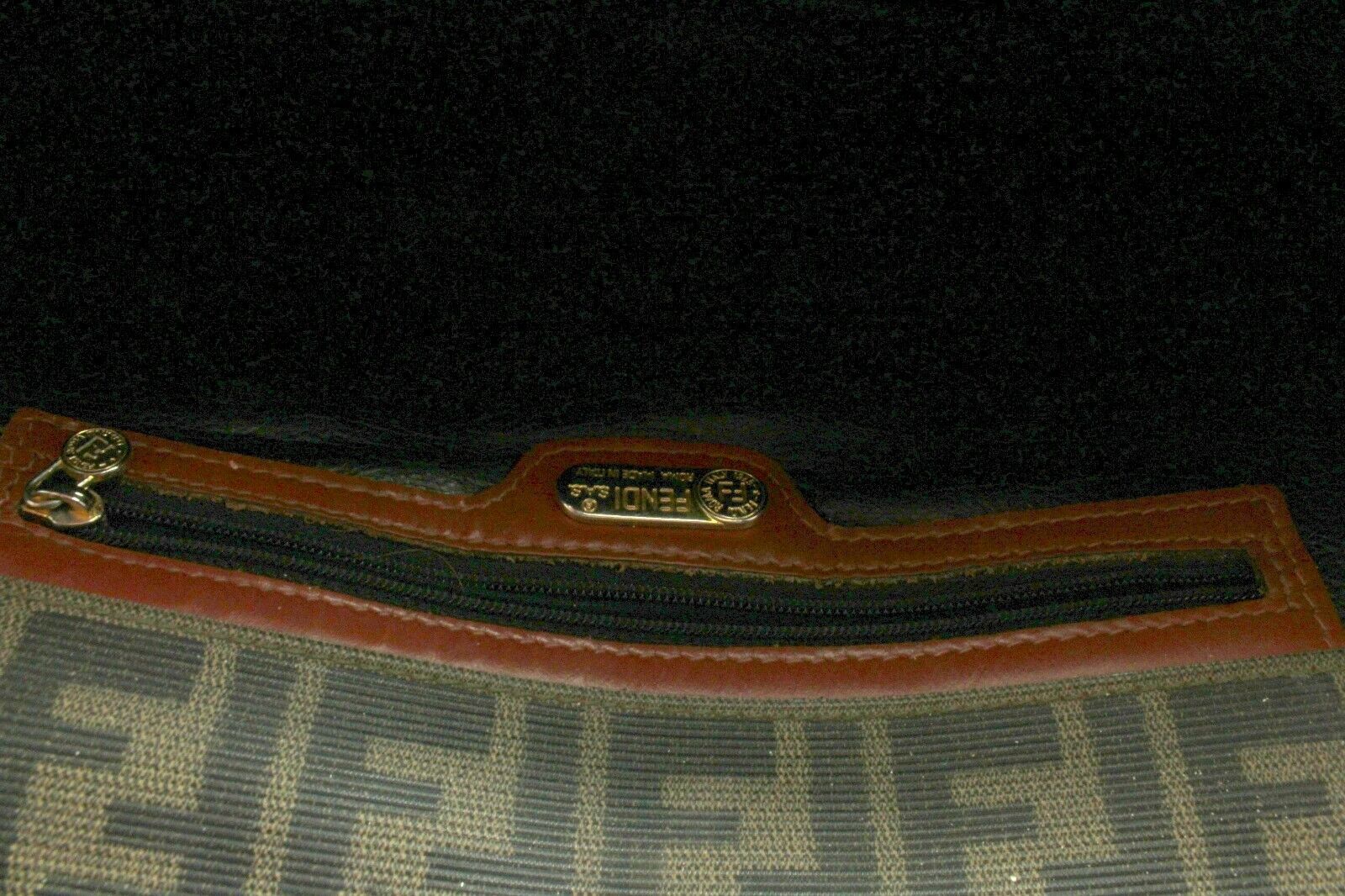 Authentic! Fendi Brown Logo Leather Flap Mama Zucca Handbag Purse | Fortrove
