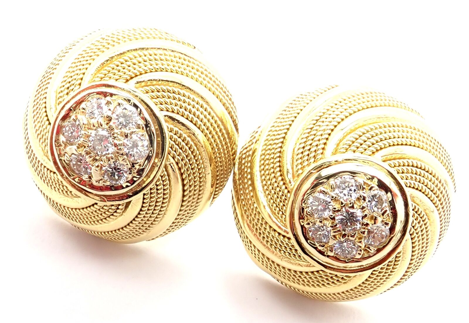 Rare! Authentic Tiffany & Co 18k Yellow Gold Diamond Earrings | Fortrove
