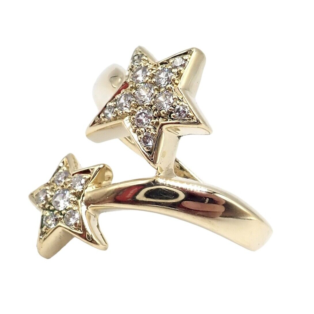 Chanel Comete 18k Yellow Gold Diamond Cocktail Stars Ring sz 6.5 | Fortrove