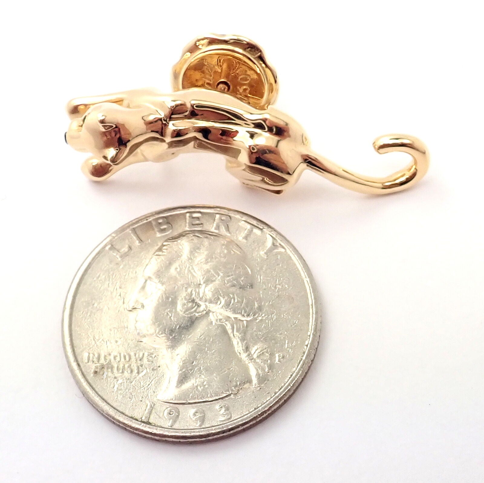 Authentic! Cartier Panther Panthere 18k Yellow Gold Tie Lapel Pin | Fortrove