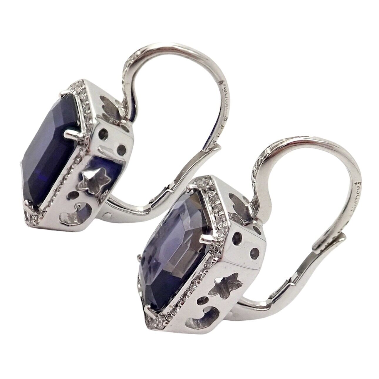 Authentic! Pasquale Bruni 18k White Gold Iolite Diamond Earrings | Fortrove