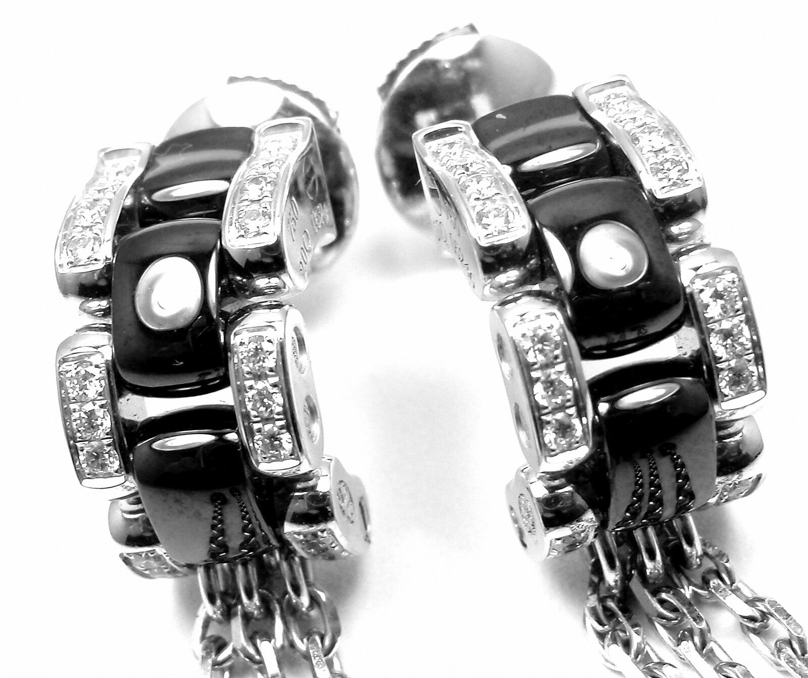 CHANEL Jewelry & Watches:Fine Jewelry:Earrings Authentic! Chanel Ulta 18k White Gold Diamond Black Ceramic Drop Earrings