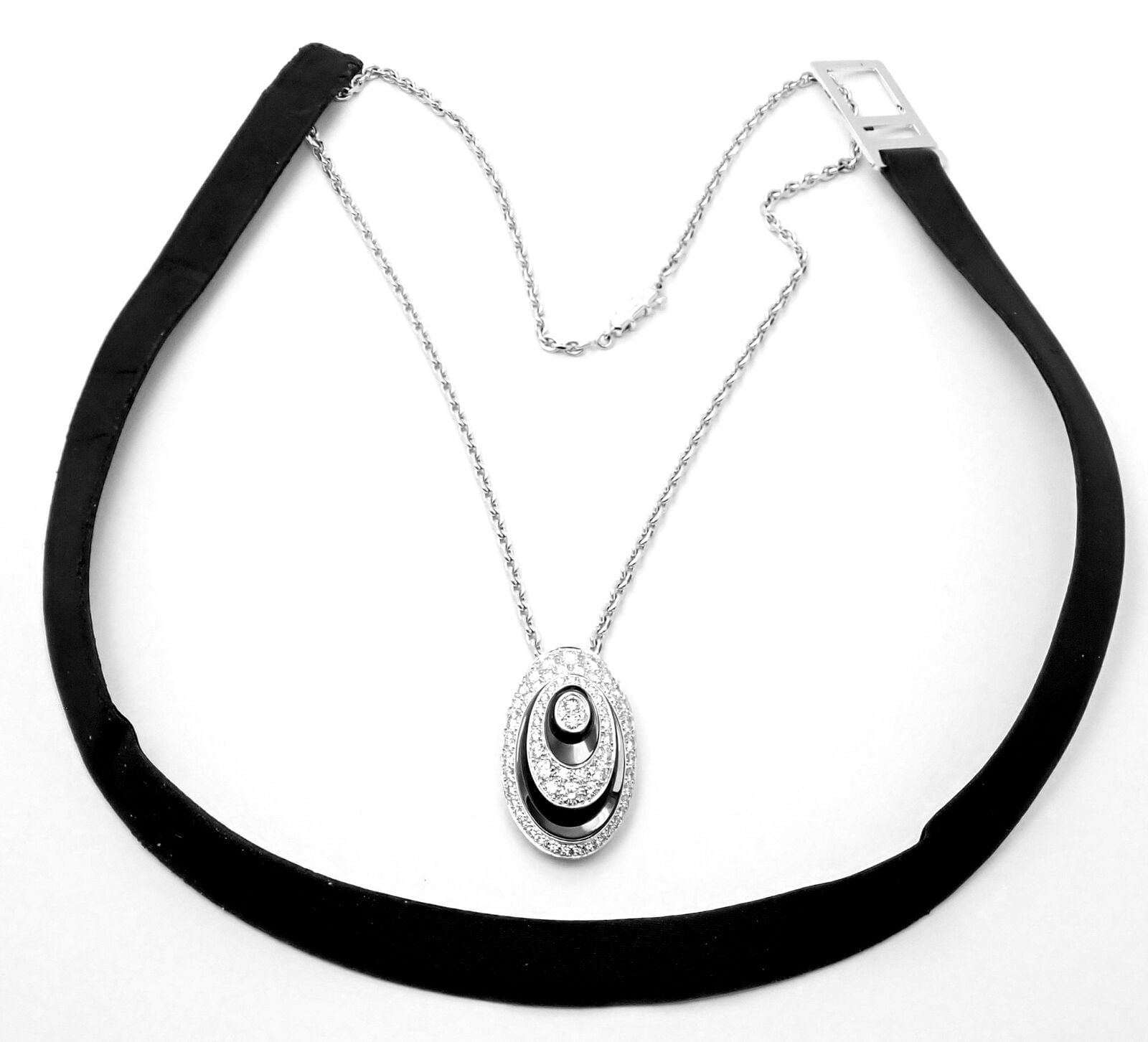 Rare! Authentic Cartier Hypnose 18k White Gold Diamond Silk Cord Chain Necklace | Fortrove