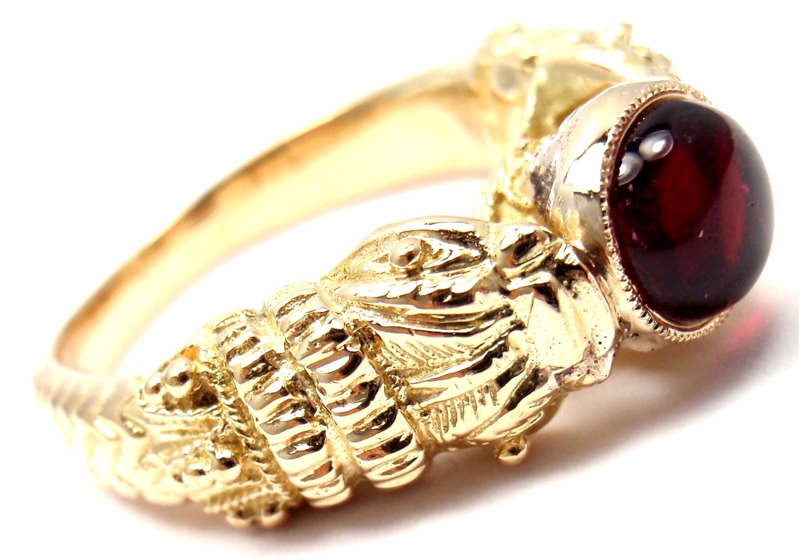 Very Rare! Authentic Zolotas Greece 18k Yellow Gold Pink Tourmaline Band Ring | Fortrove