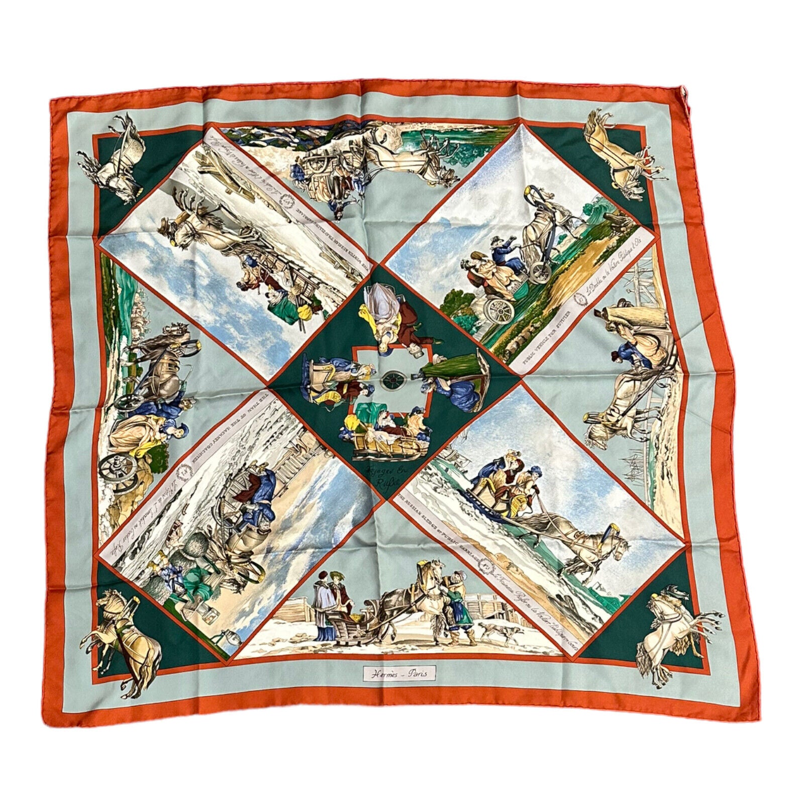 Hermes Clothing, Shoes & Accessories:Women:Women's Accessories:Scarves & Wraps Authentic! Hermes A Walk Voyages en Russie Russia Loic Dubigeon 90cm Silk Scarf