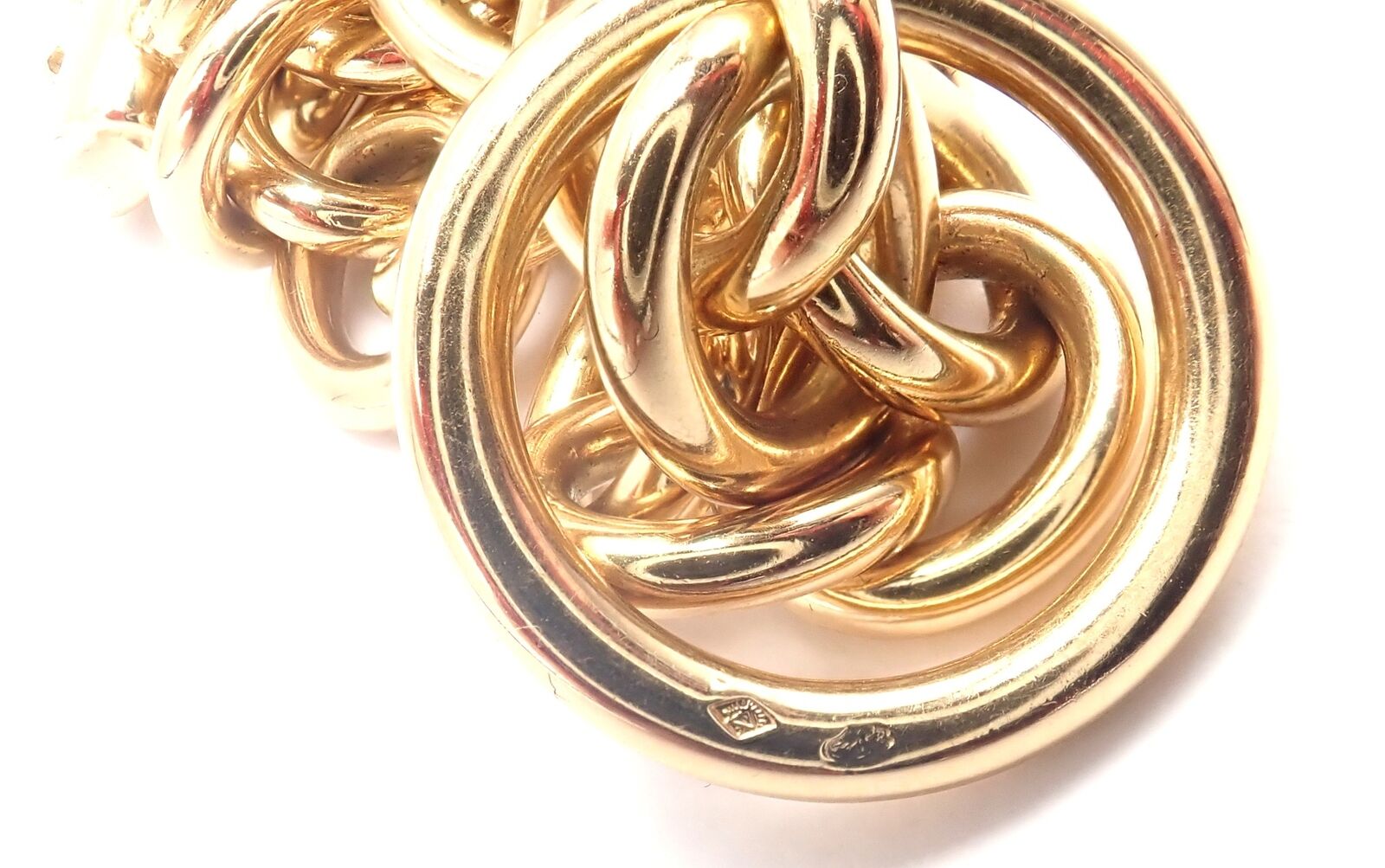 Authentic! Hermes 18k Yellow Gold Heavy Link Toggle With Two Charms Bracelet | Fortrove