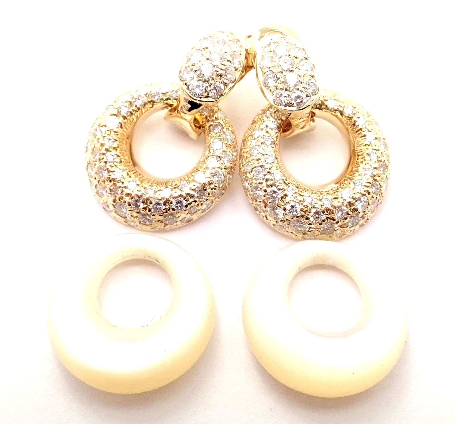 Rare! Van Cleef & Arpels 18k Yellow Gold Diamond MOP Door Knocker Earrings | Fortrove