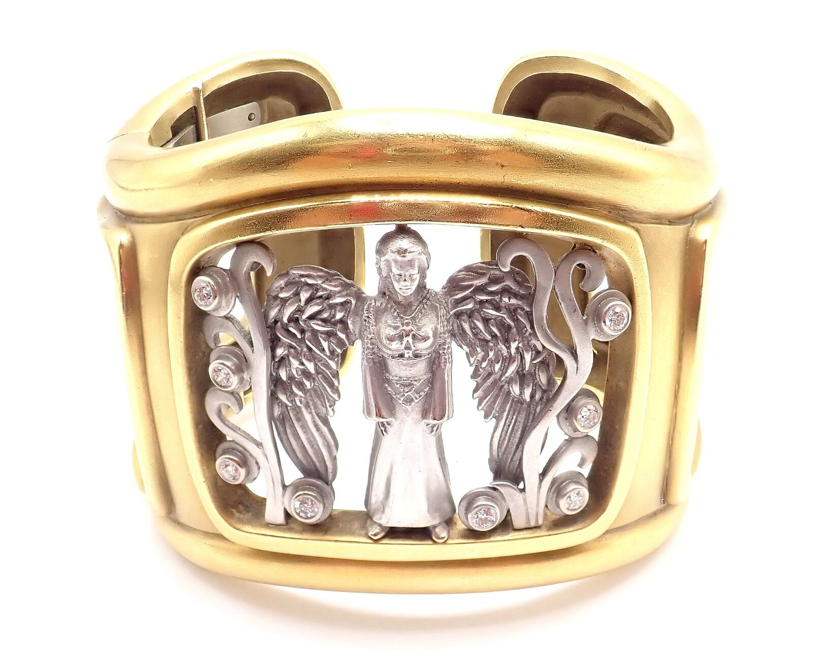 Authentic! Kieselstein Cord 18k Gold Diamond Angel In My Window Bangle Bracelet | Fortrove
