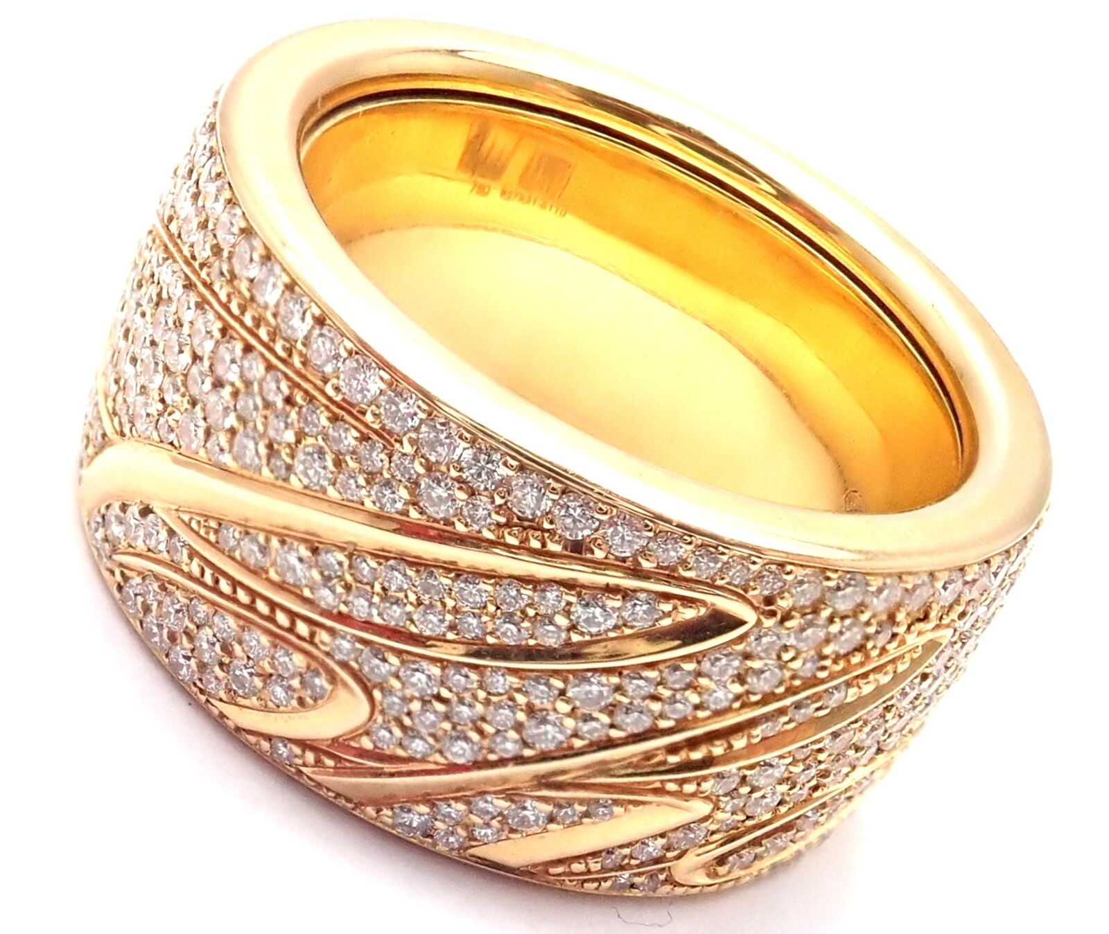 Chopard Chopardissimo 18k Yellow Gold Pave Diamond Signature Band Ring Box Paper | Fortrove