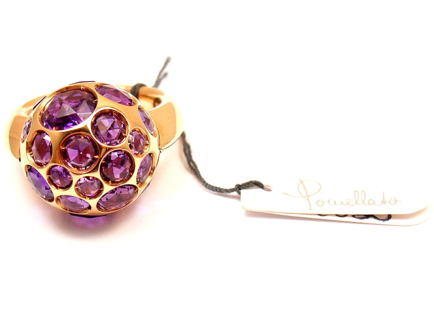 NEW! AUTHENTIC POMELLATO HAREM 18K YELLOW GOLD AMETHYST RING sz 4.5 with TAG | Fortrove