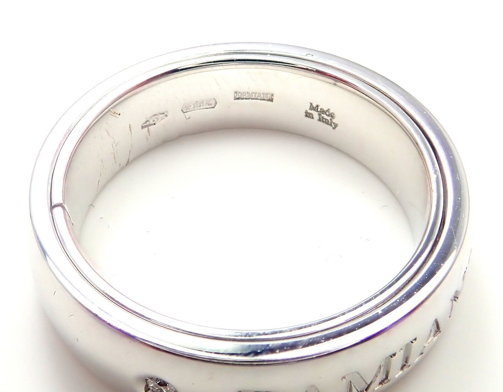 Authentic Damiani 18k White Gold 2 Diamond 5.5mm Double Band Ring Sz 7 | Fortrove