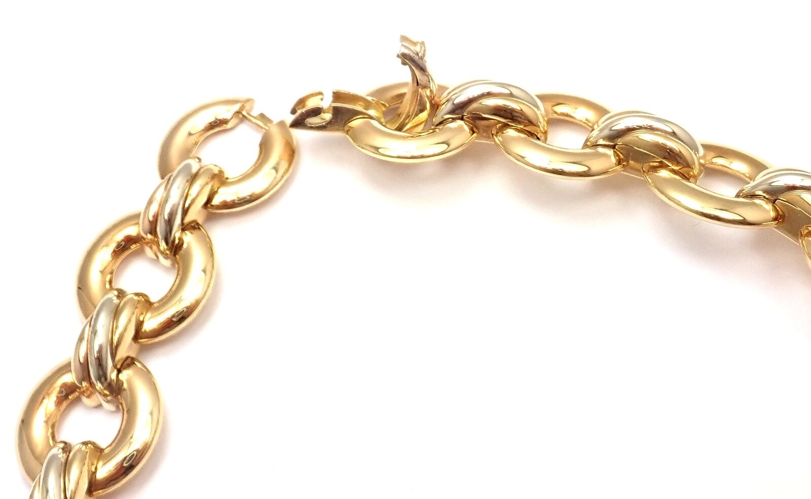 Rare! Authentic Cartier Trinity 18k Multi Color Gold Round Link Necklace | Fortrove
