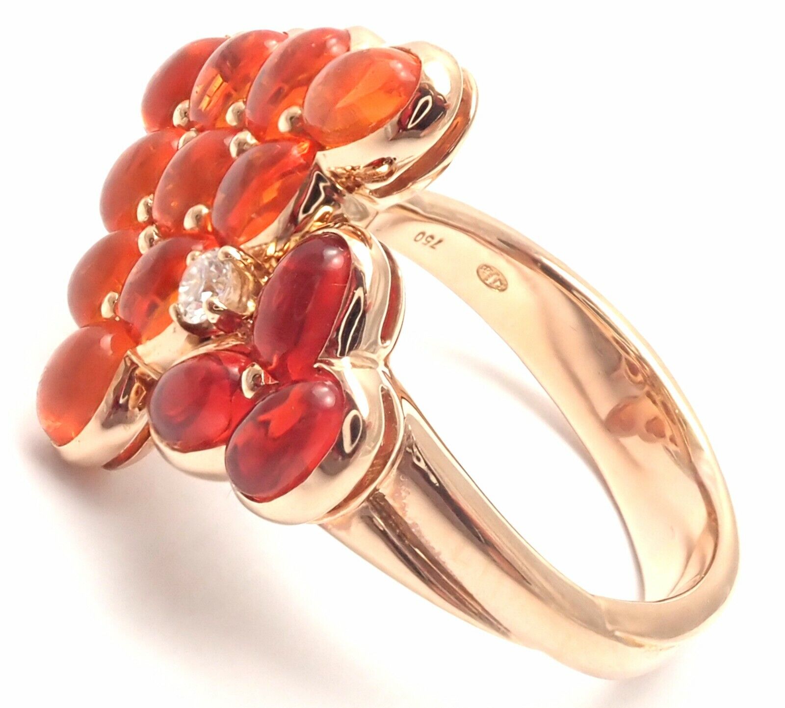 Authentic! Mauboussin Paris 18k Rose Gold Diamond Tourmaline Citrine Ring | Fortrove