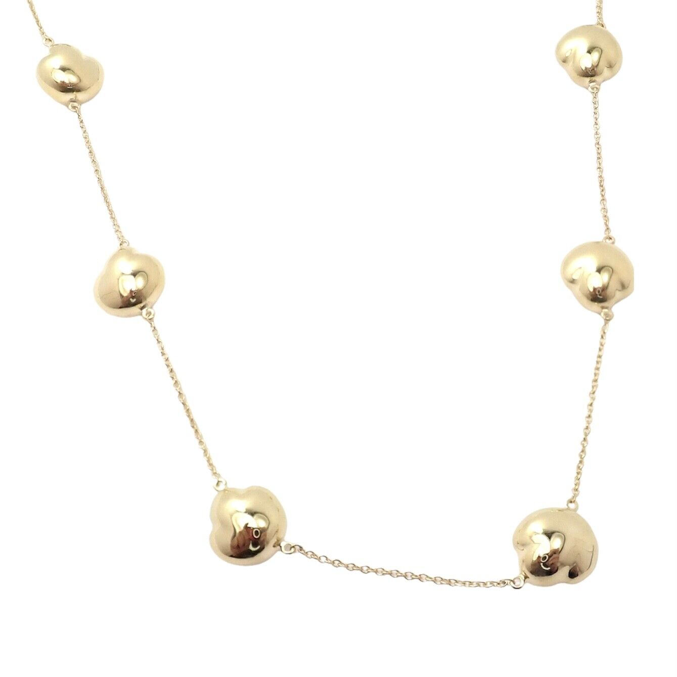 Authentic! Tiffany & Co Peretti 18k Yellow Gold Vintage Bean Necklace 14.5" | Fortrove