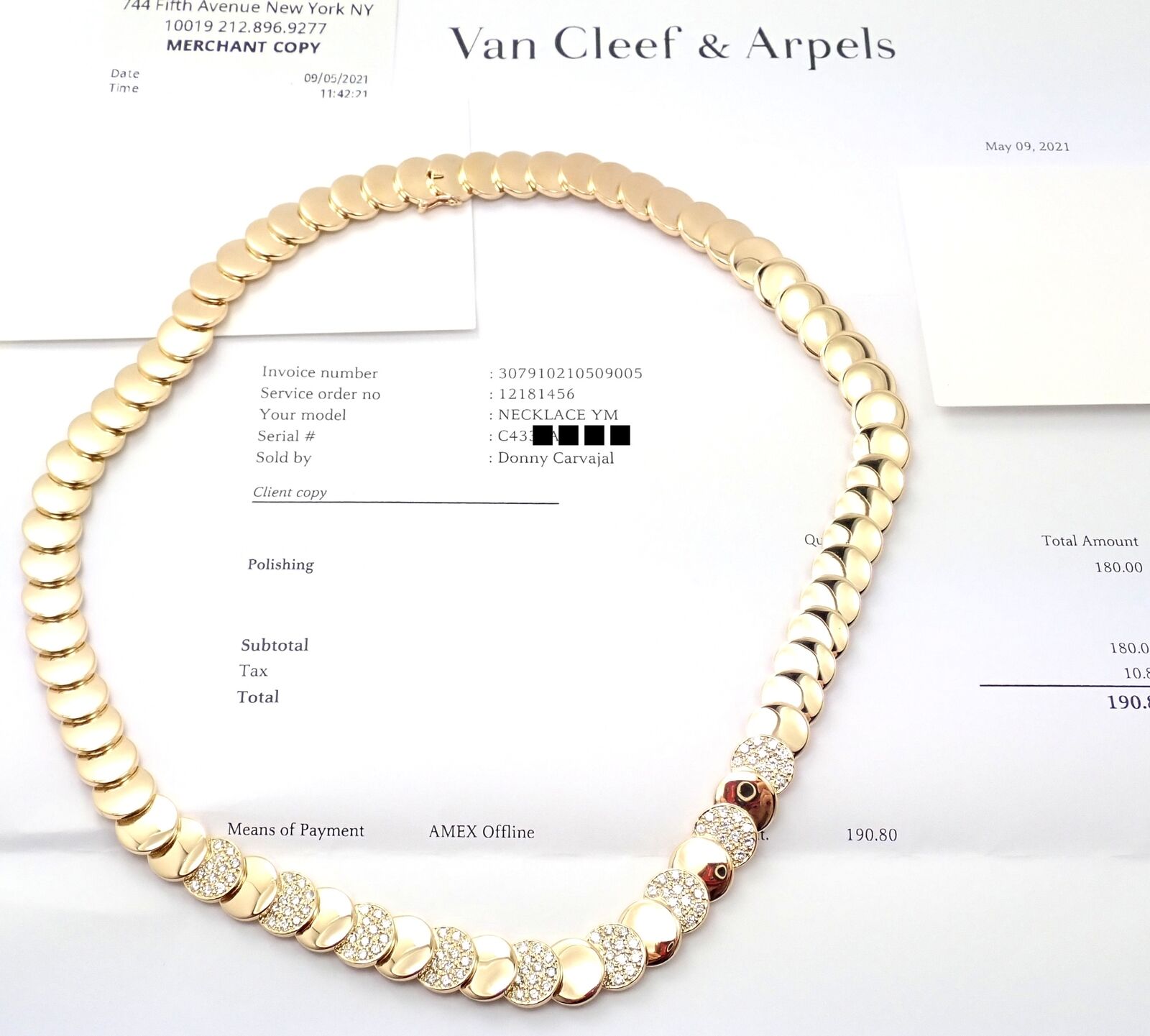Rare! Vintage Authentic Van Cleef & Arpels 18k Yellow Gold Diamond Disc Necklace | Fortrove