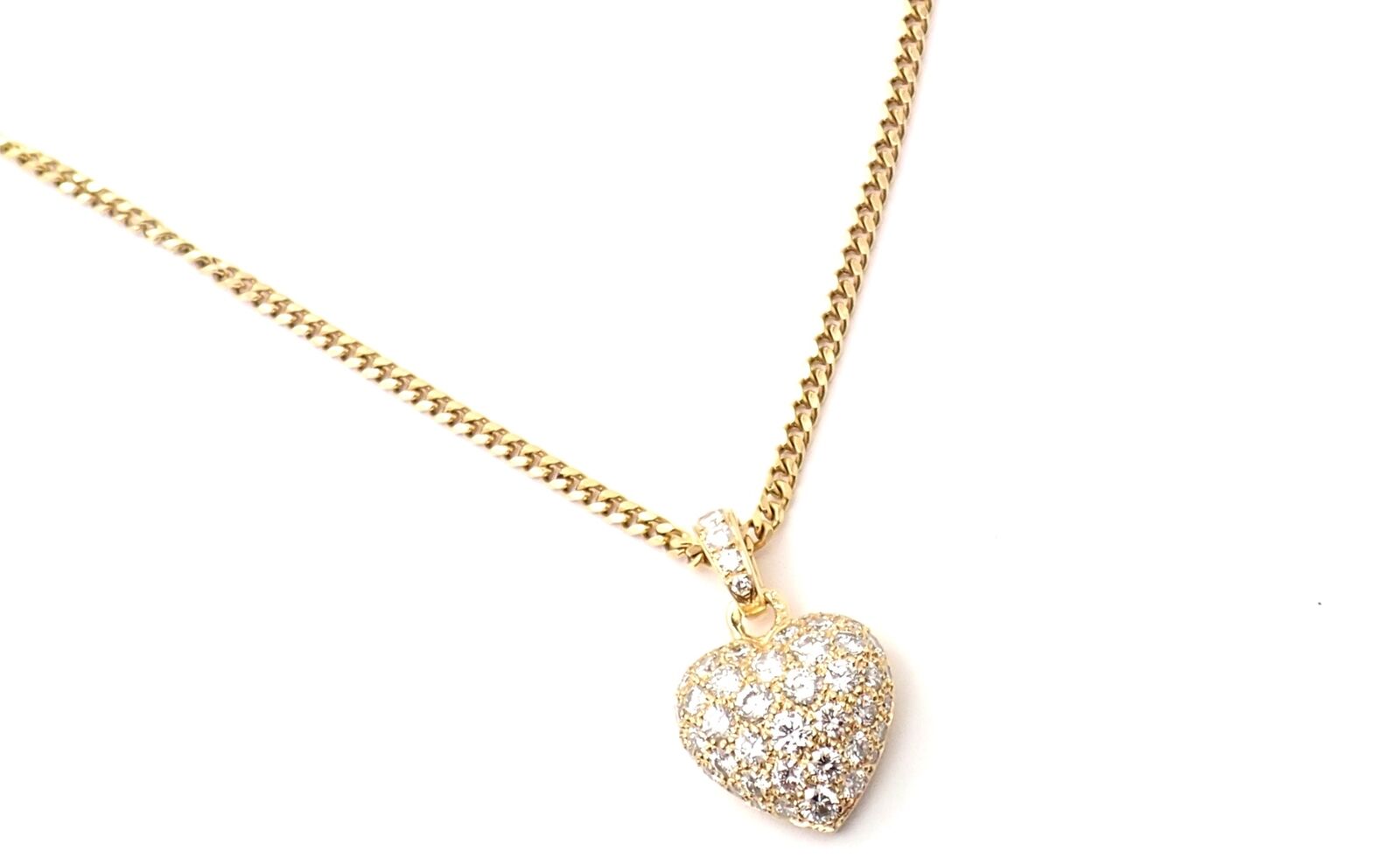 Authentic! Cartier 18k Yellow Gold 2ct Diamond Pavé Large Heart Pendant Necklace | Fortrove