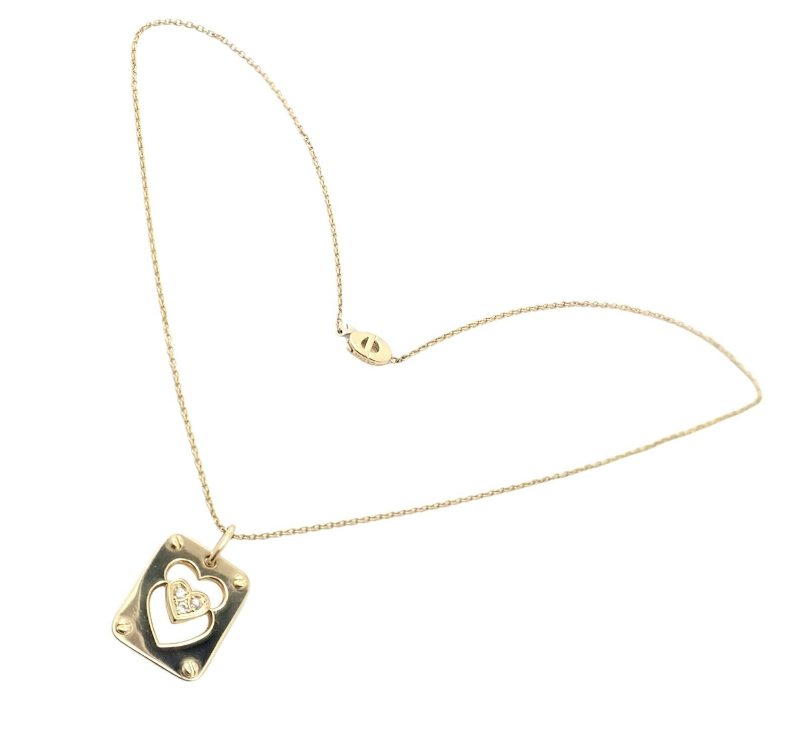 Rare! Christian Dior 18k Yellow Gold Diamond Ace Of Hearts Card Pendant Necklace | Fortrove