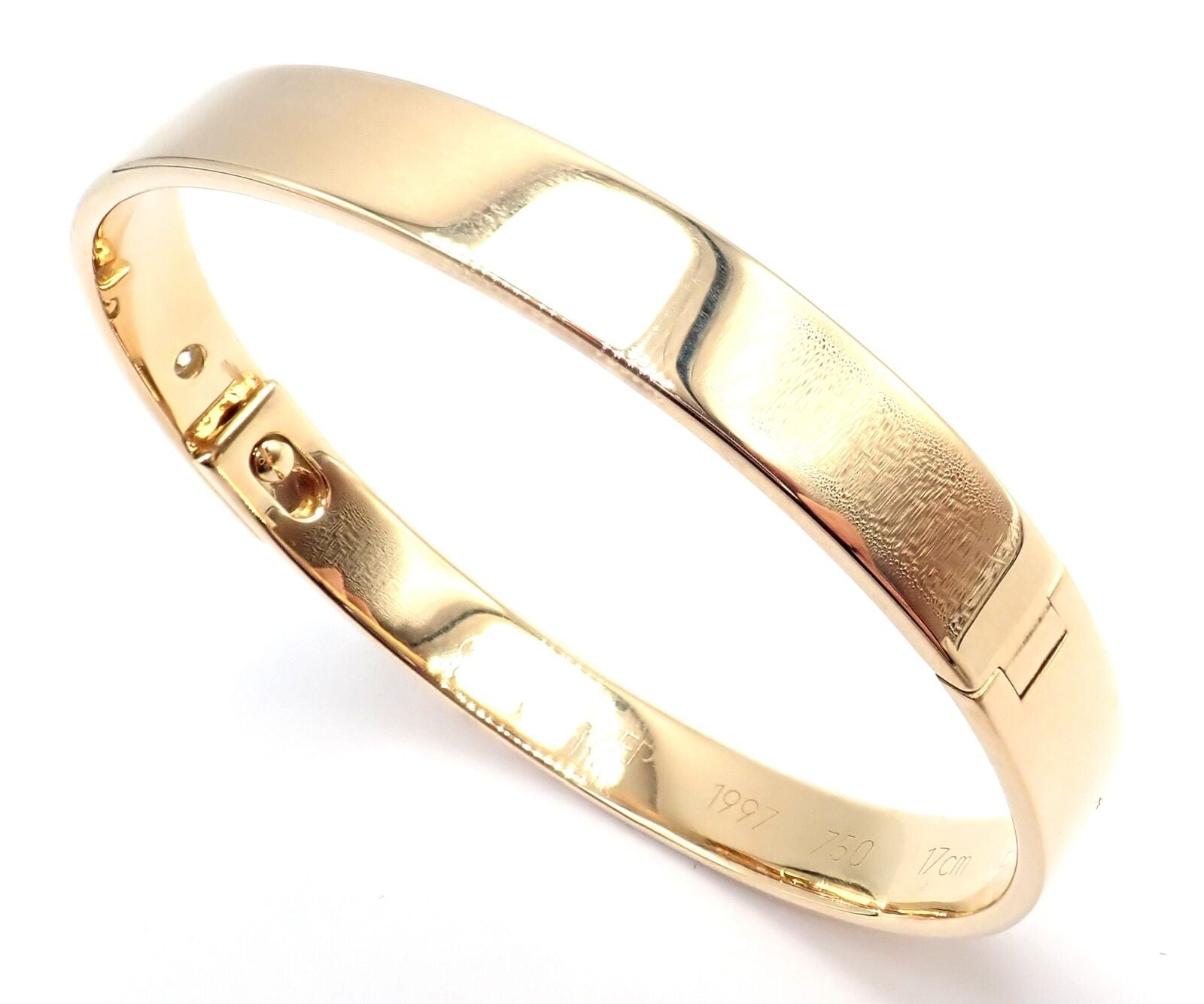 Authentic! Cartier 18k Yellow Gold Diamond Anniversary Bangle Bracelet Size 17 | Fortrove
