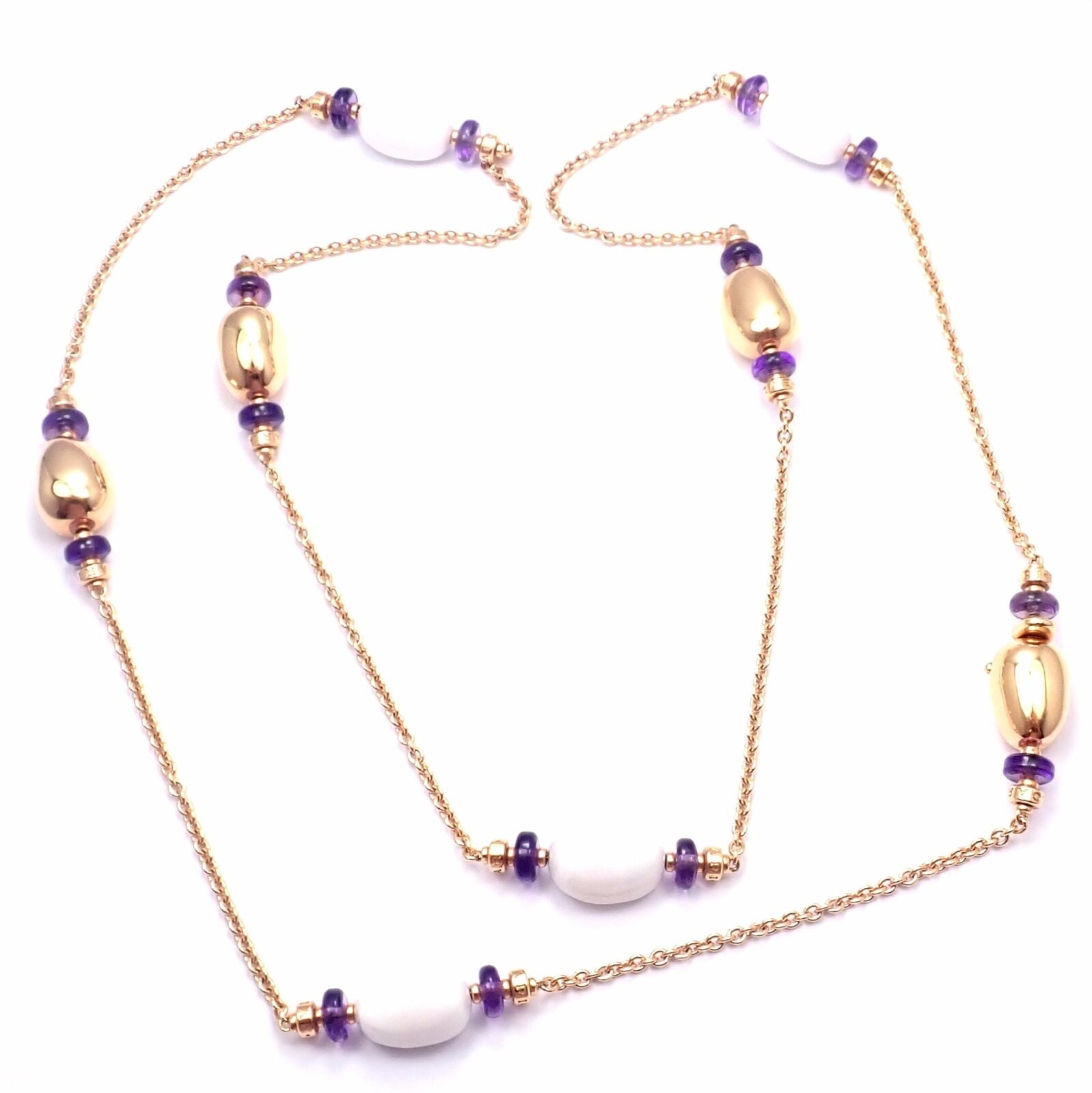 Bvlgari Bulgari Mediterranean Eden Sautoir 18k gold amethyst ceramic necklace | Fortrove