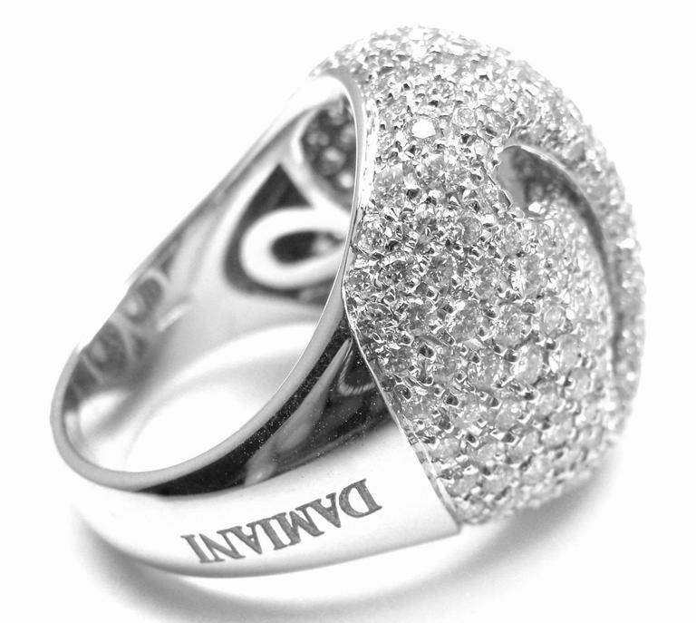 Damiani 18k White Gold Large 3.21ctw Diamond Gold Ring sz 7 | Fortrove
