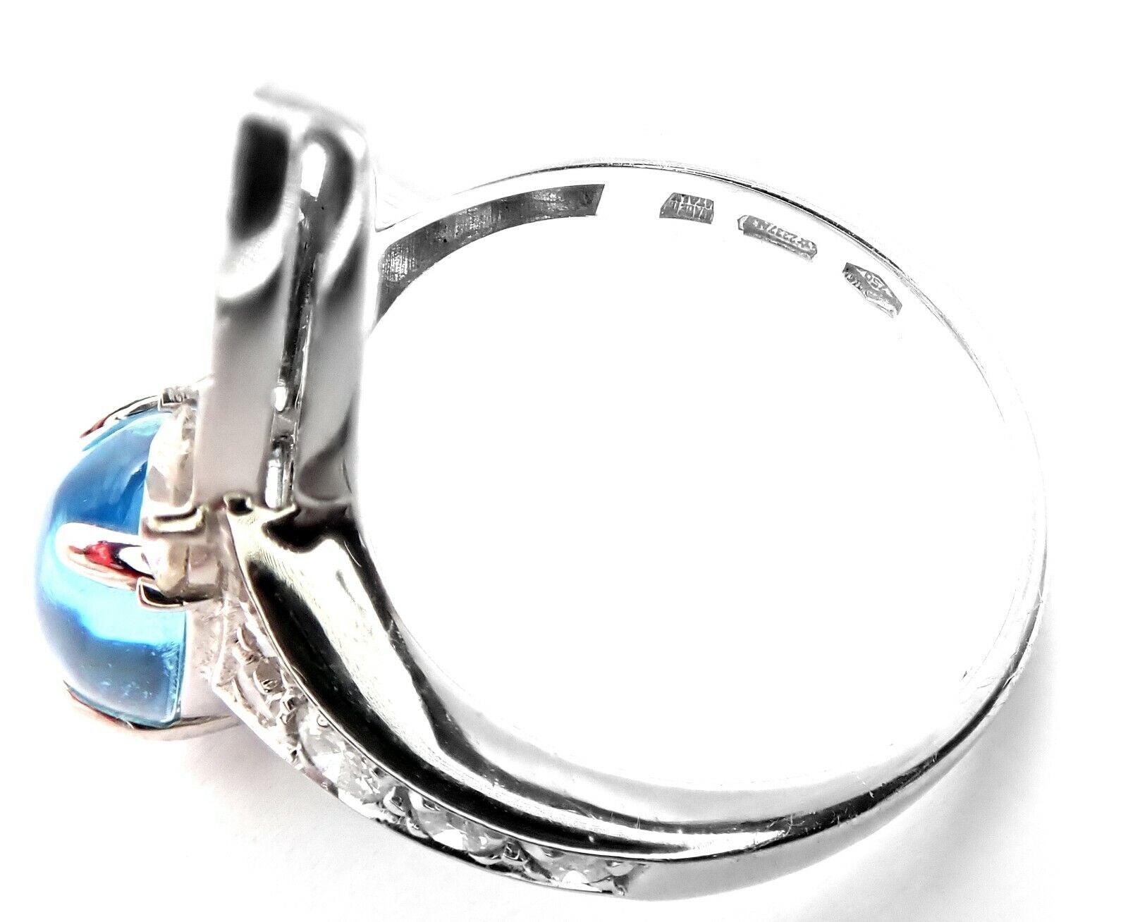 Rare! Authentic Bvlgari Bulgari Elysia 18k White Gold Diamond Blue Topaz Ring | Fortrove