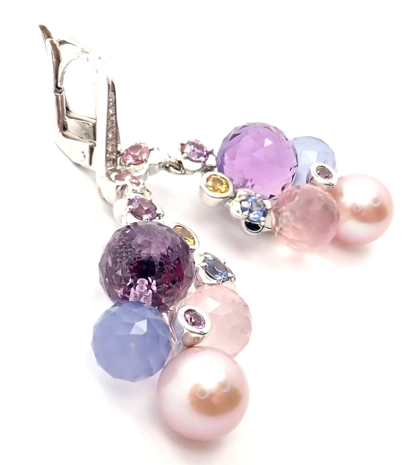 CHANEL Jewelry & Watches:Fine Jewelry:Earrings Authentic! Chanel Mademoiselle 18k White Gold Diamond Amethyst Pearl Earrings