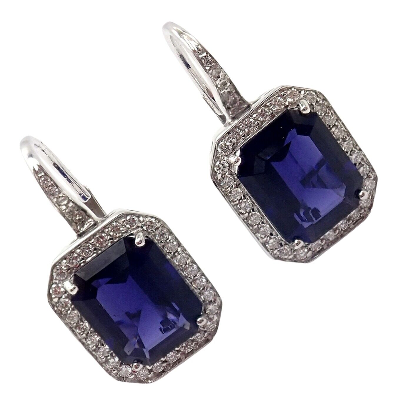 Authentic! Pasquale Bruni 18k White Gold Iolite Diamond Earrings | Fortrove
