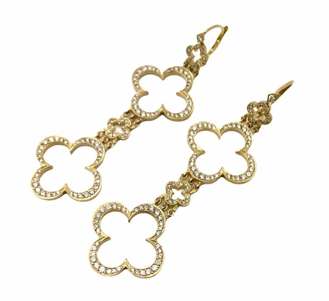 Ultra Rare Large Loree Rodkin 18k Yellow Gold 3ctw Diamond Cross Earrings | Fortrove