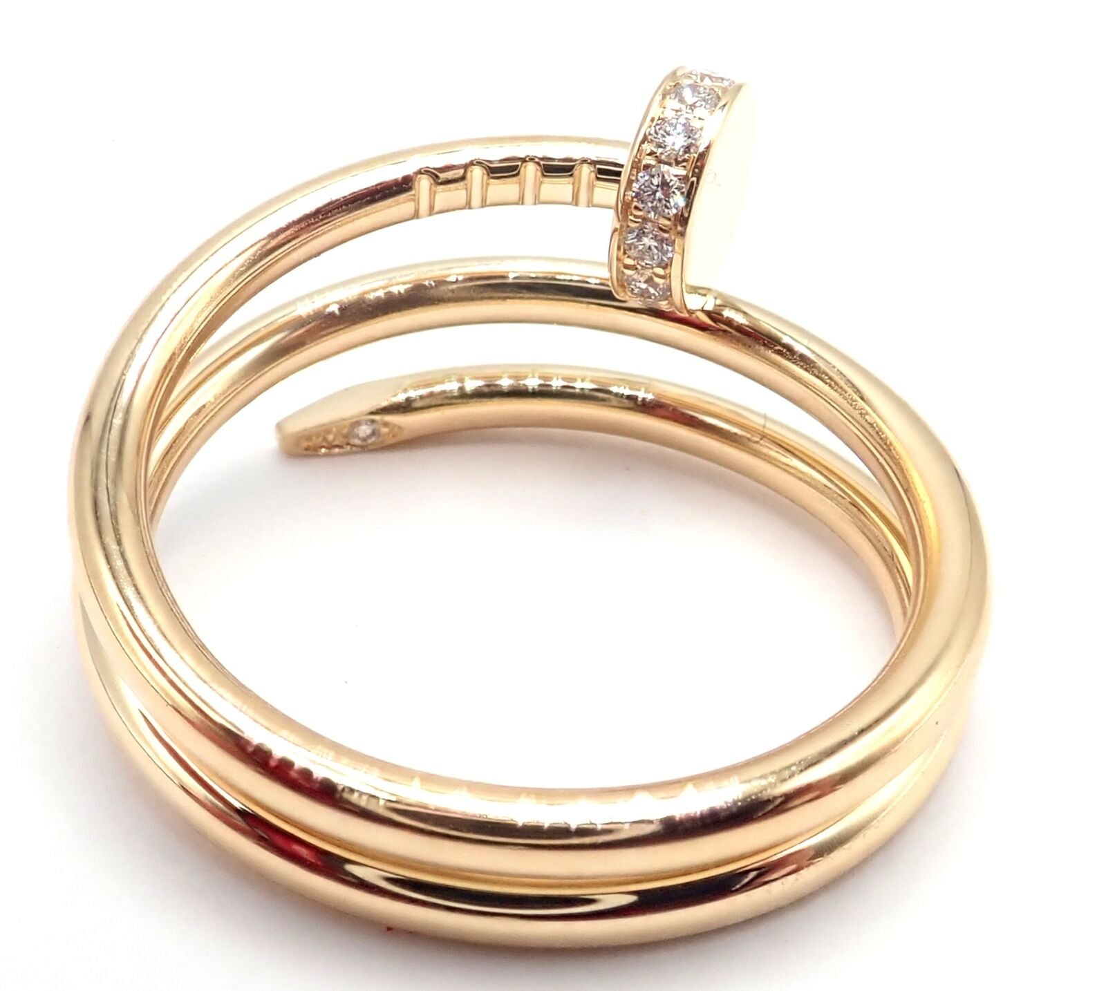 Cartier Juste Un Clou 18k Yellow Gold Diamond Nail Band Ring Size 53 Paper | Fortrove