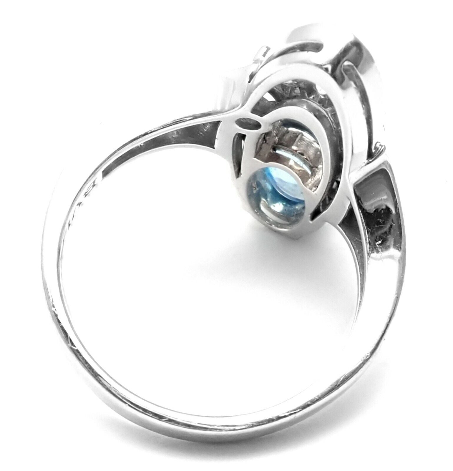 Rare! Authentic Bvlgari Bulgari Elysia 18k White Gold Diamond Blue Topaz Ring | Fortrove