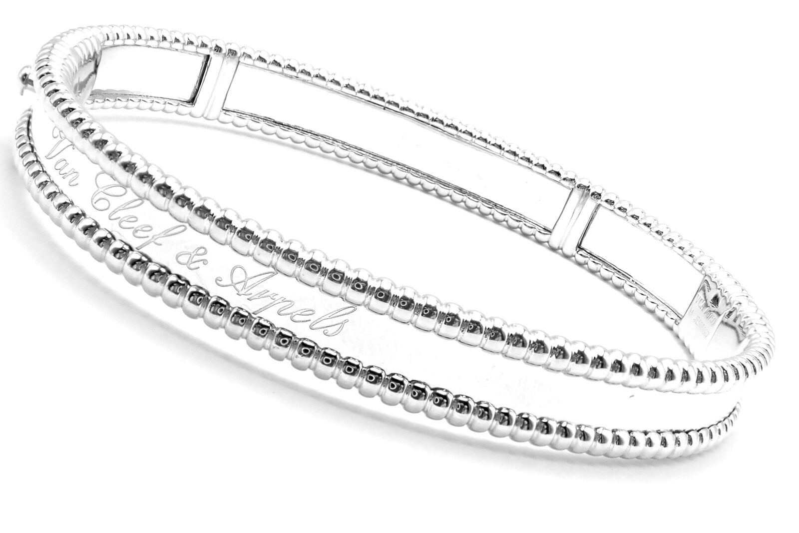 Van Cleef & Arpels Jewelry & Watches:Fine Jewelry:Bracelets & Charms Authentic! Van Cleef & Arpels Perlee 18k White Gold Medium Size Bangle Bracelet