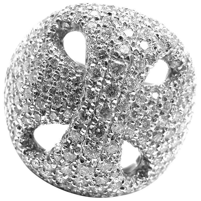 Damiani 18k White Gold Large 3.21ctw Diamond Gold Ring sz 7 | Fortrove