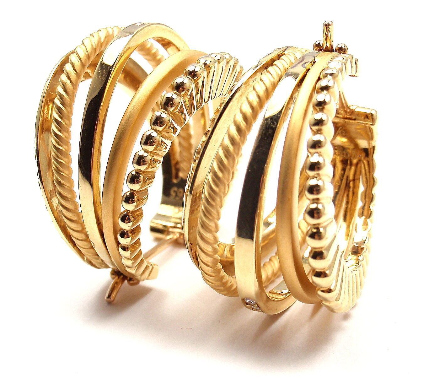 New! Authentic Carrera Y Carrera Melodia 18k Yellow Gold Diamond Hoop Earrings | Fortrove