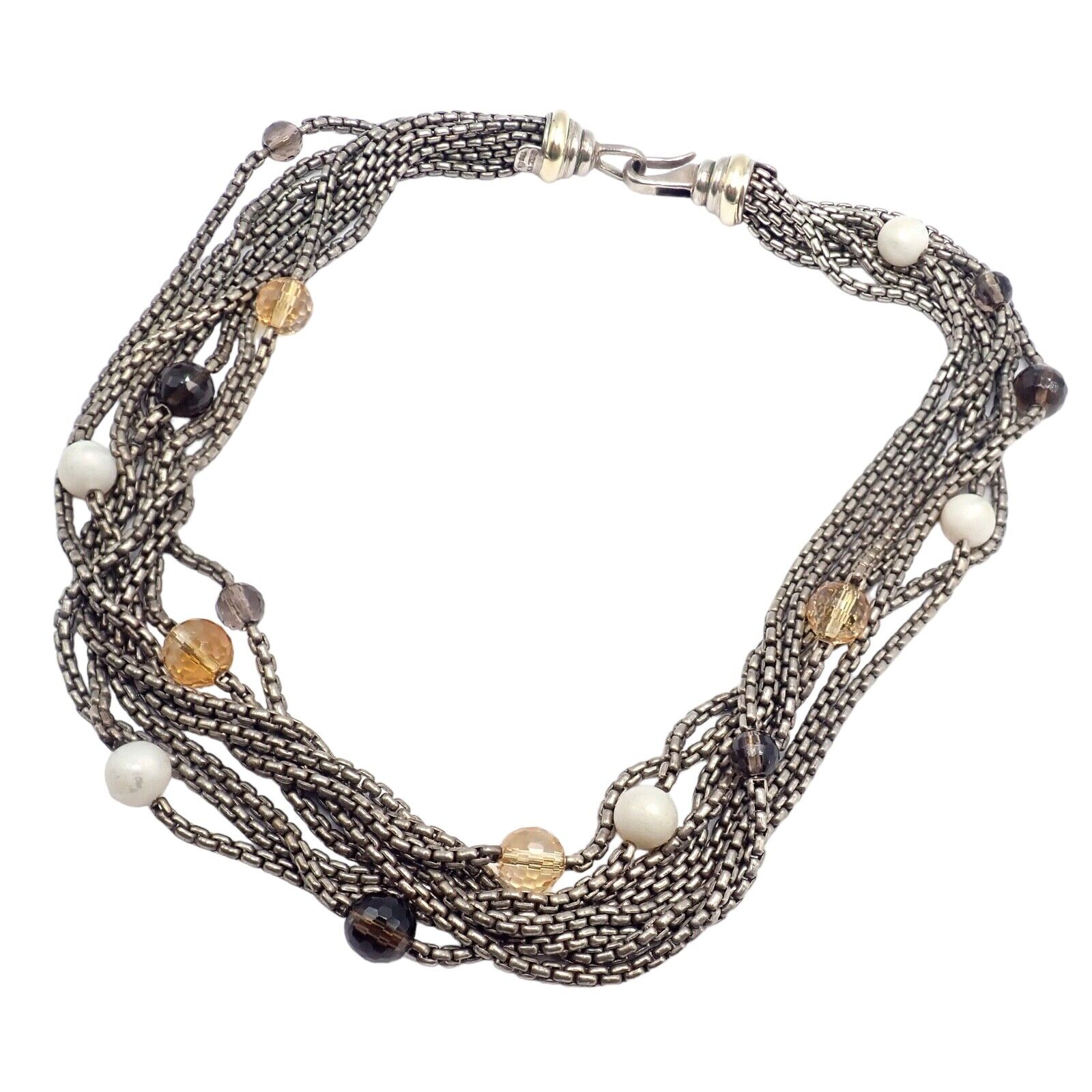 David Yurman DY 18k Yellow Gold Sterling Silver 8 Strand Box Chain Necklace | Fortrove