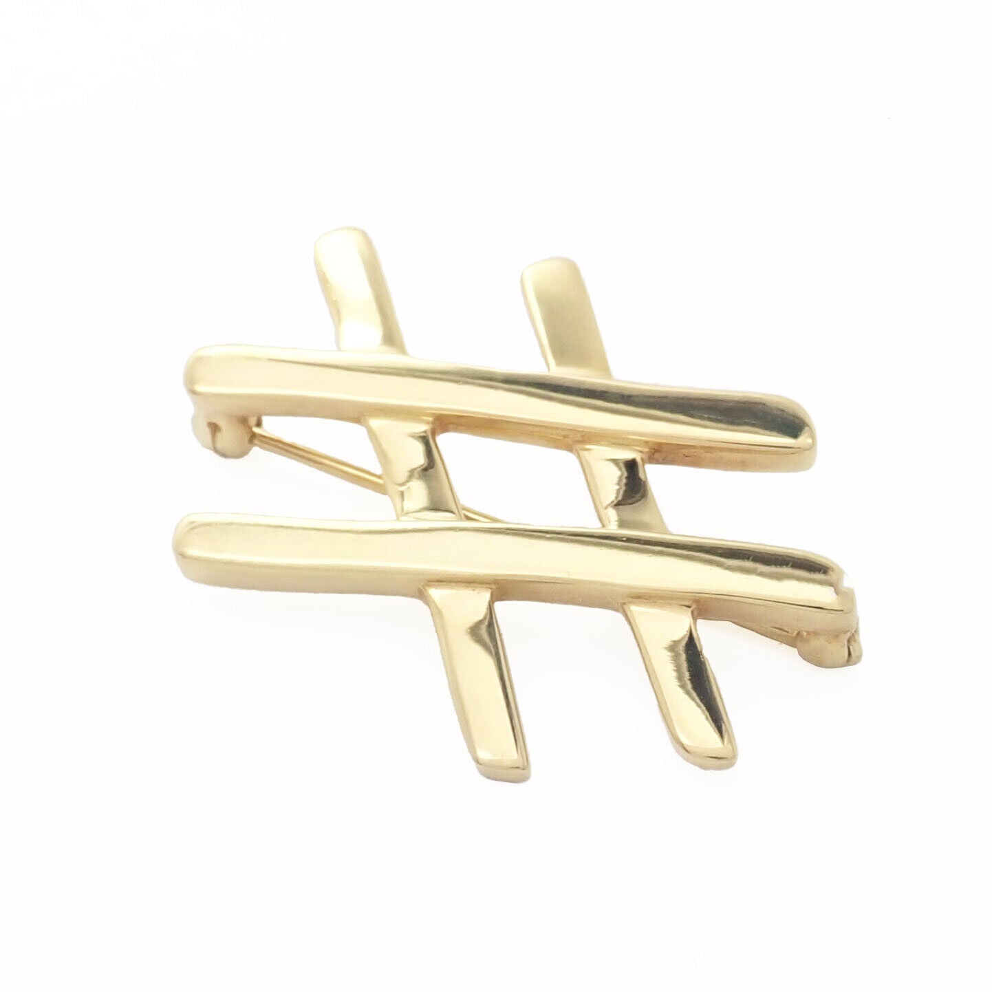 Authentic! Tiffany & Co Paloma Picasso 18k Yellow Gold Hashtag Pin Brooch | Fortrove