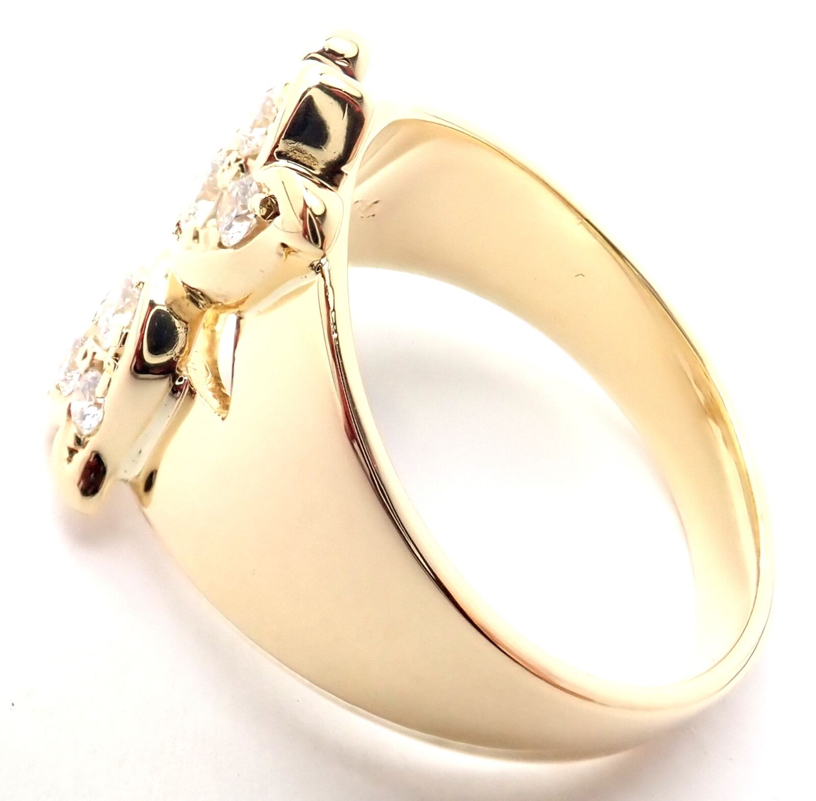 Rare! Authentic Christian Dior 18k Yellow Gold Diamond Flower Tulip Band Ring | Fortrove
