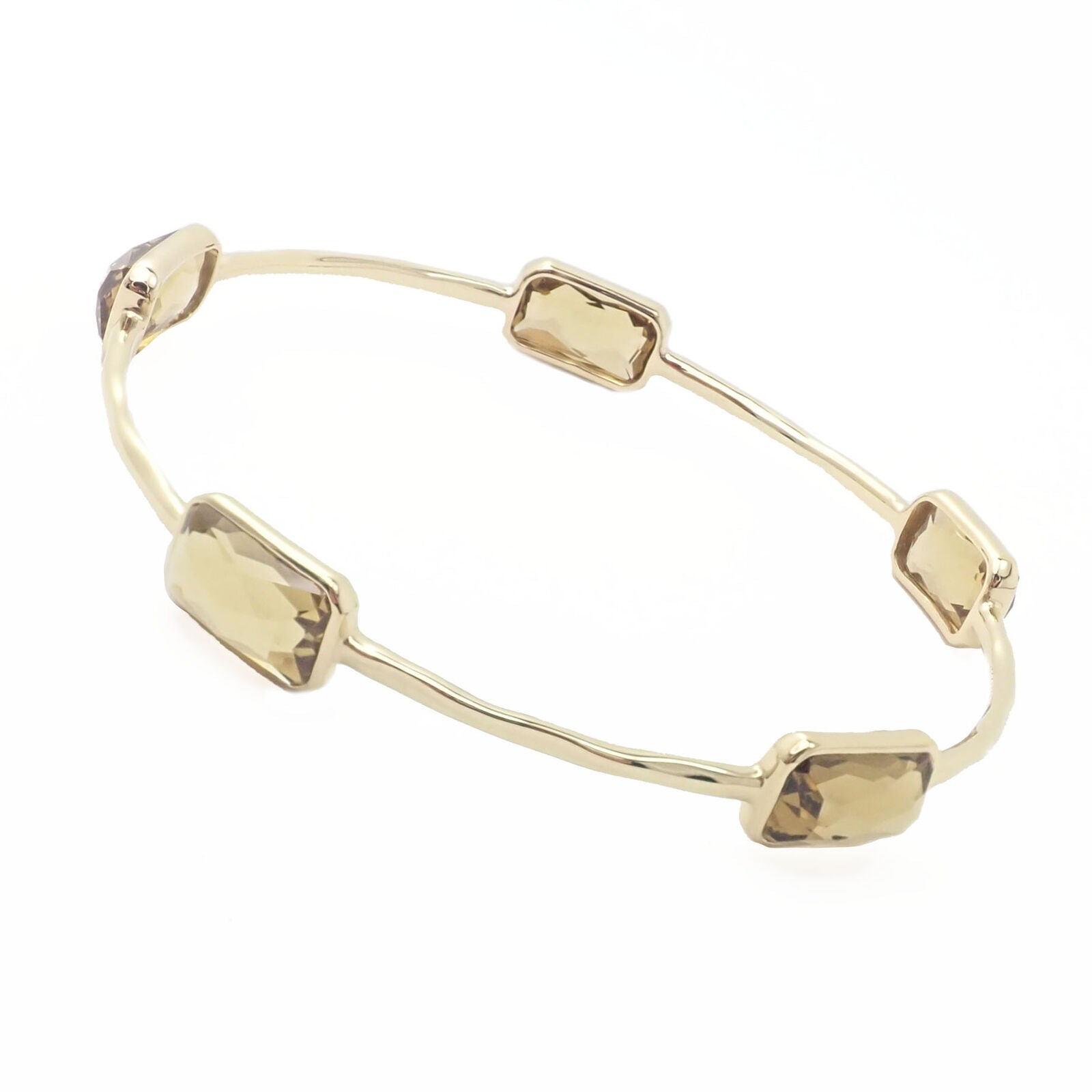 Authentic! Ippolita 18k Yellow Gold Rock Candy 5 Smoky Topaz Bangle Bracelet | Fortrove