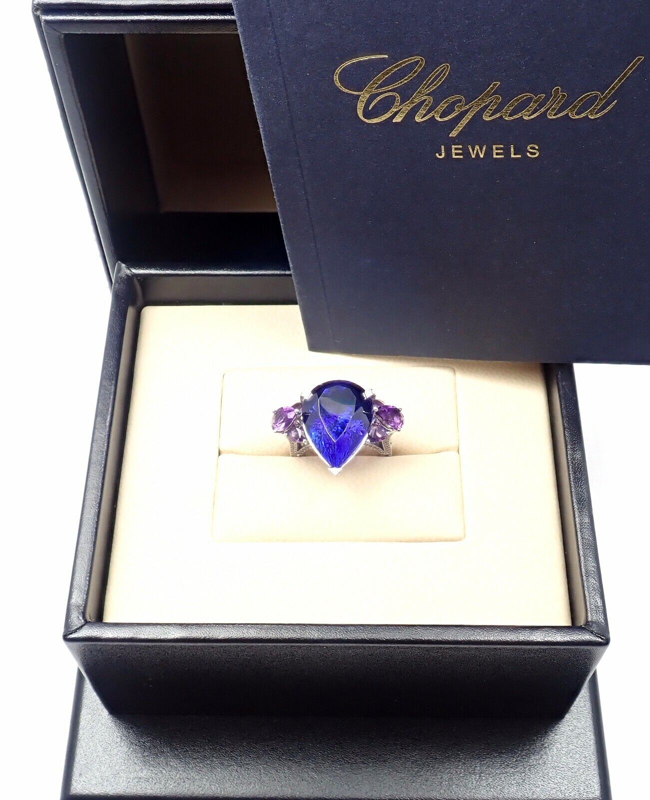 Rare! Chopard High Jewelry 18k Gold Diamond Tanzanite Amethyst Ring Box Cert | Fortrove