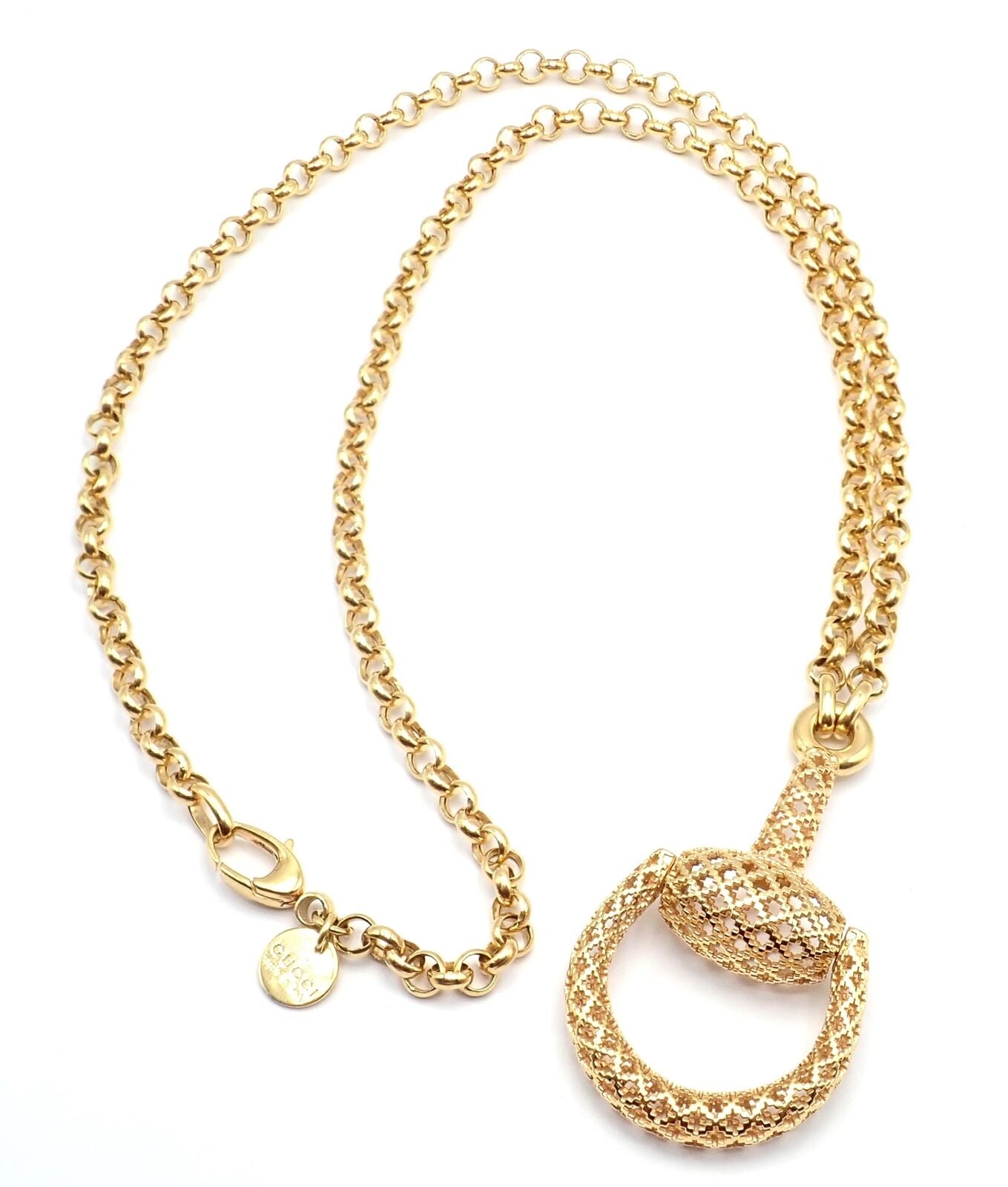 Authentic! Louis Vuitton 18K Yellow Gold Quartz Purse Bag Pendant Chain Necklace