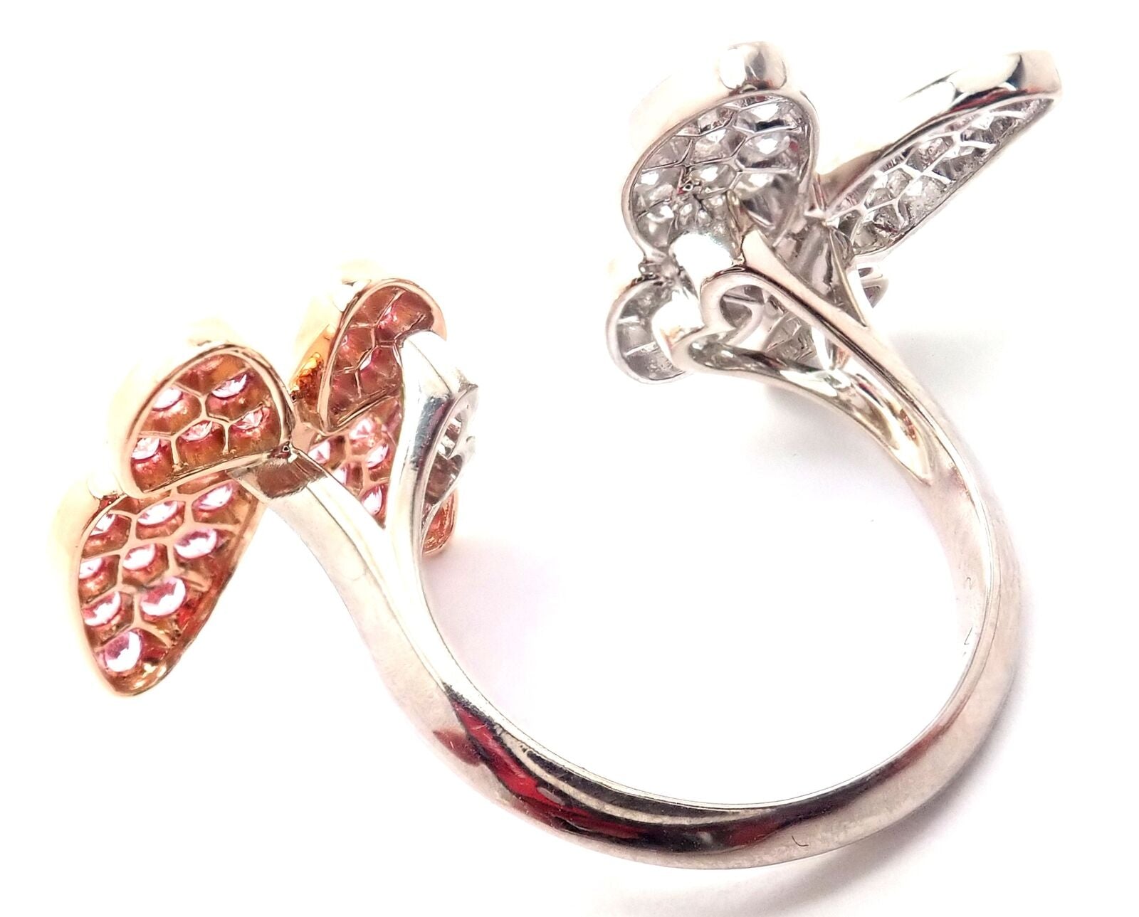 Van Cleef & Arpels 18k Gold Diamond Sapphire Two Butterfly Between Finger Ring | Fortrove