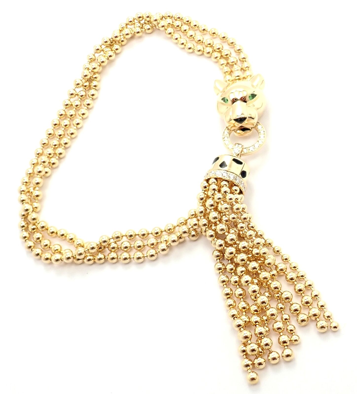 Authentic Panthere De Cartier Panther 18k Yellow Gold Diamond Tsavorite Bracelet | Fortrove