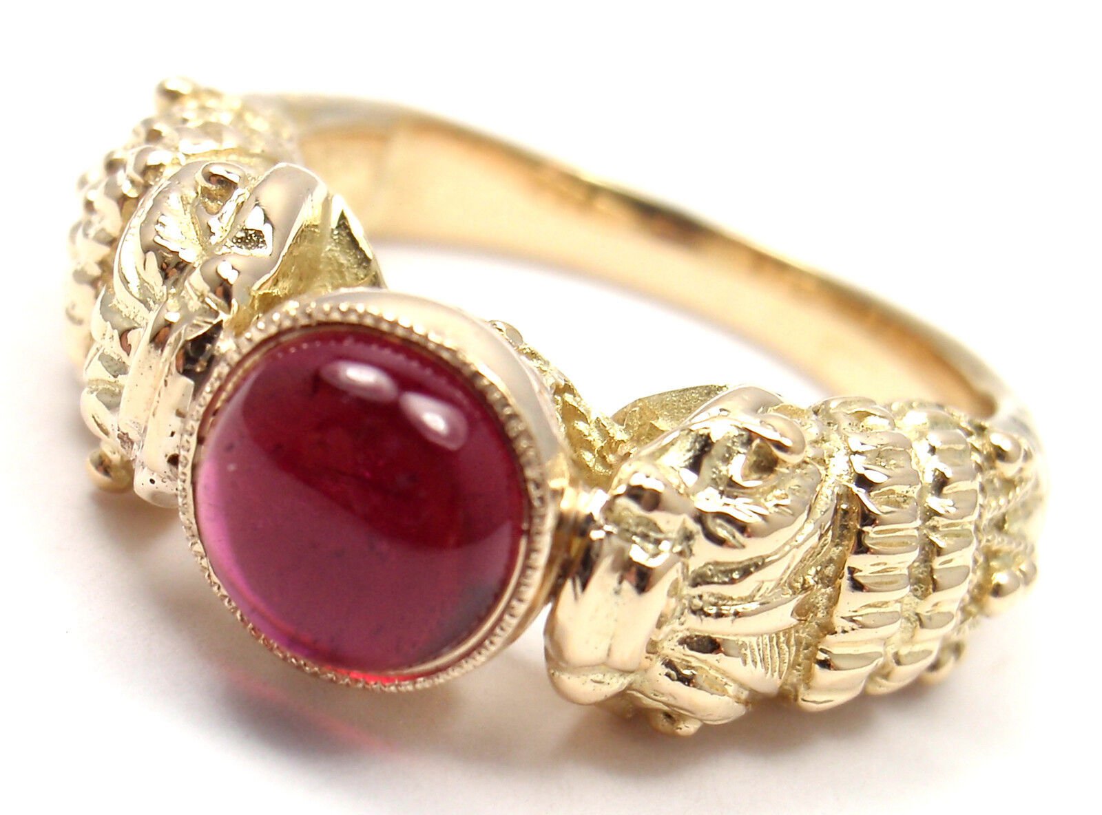 Very Rare! Authentic Zolotas Greece 18k Yellow Gold Pink Tourmaline Band Ring | Fortrove