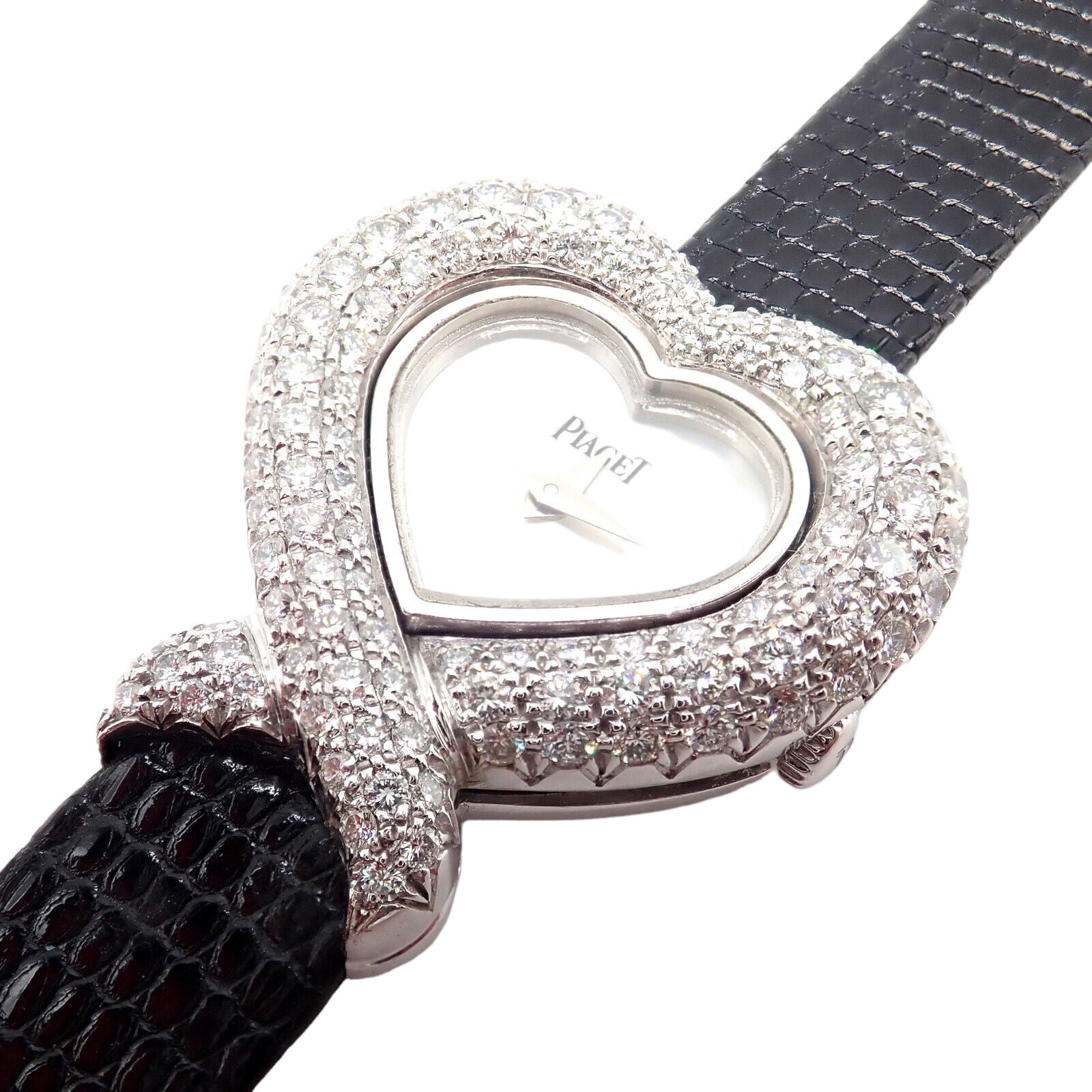 Authentic Piaget 18k White Gold Diamond Heart Ladies Watch 5285