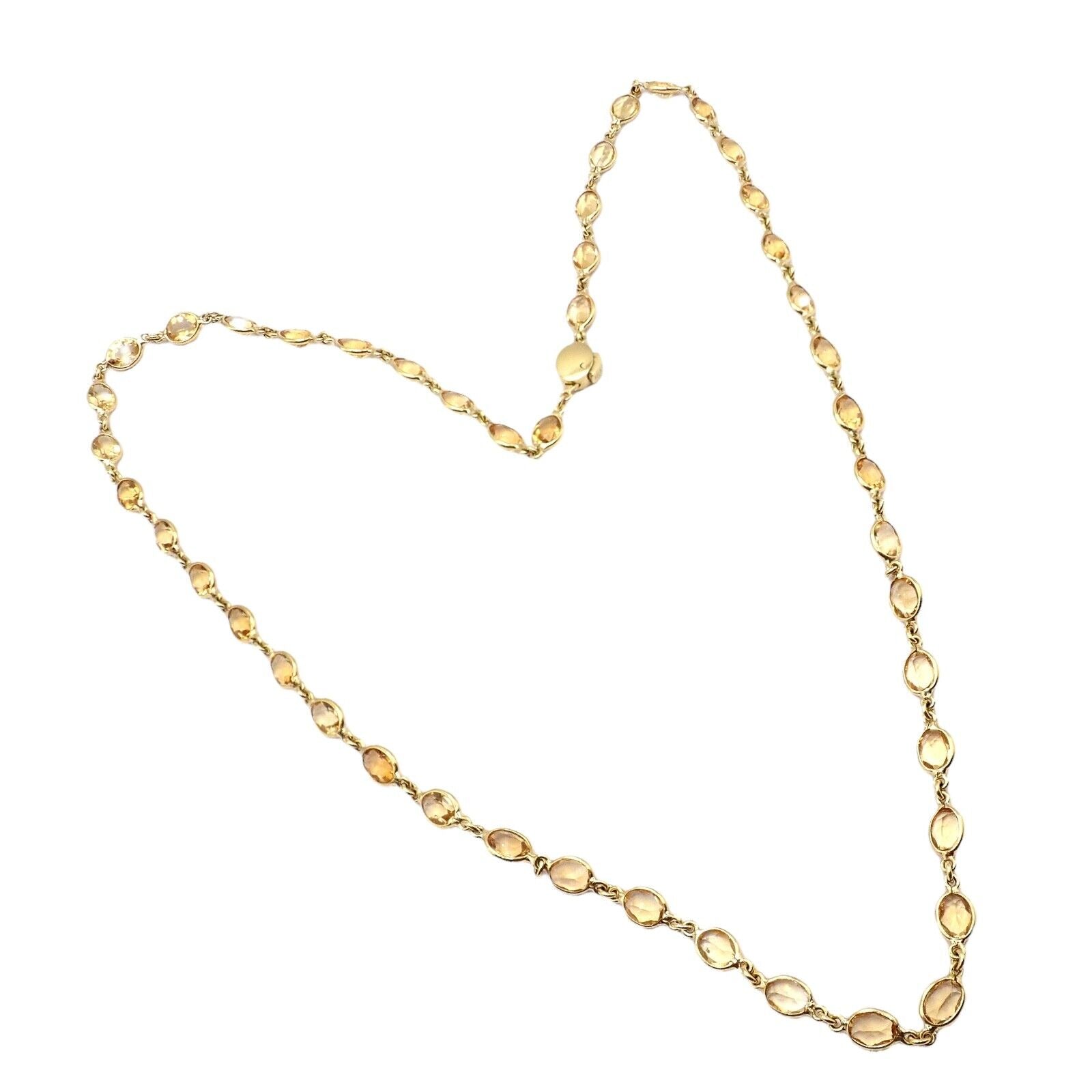 Rare! Authentic Laura Munder 18k Yellow Gold Citrine Long 24" Necklace | Fortrove
