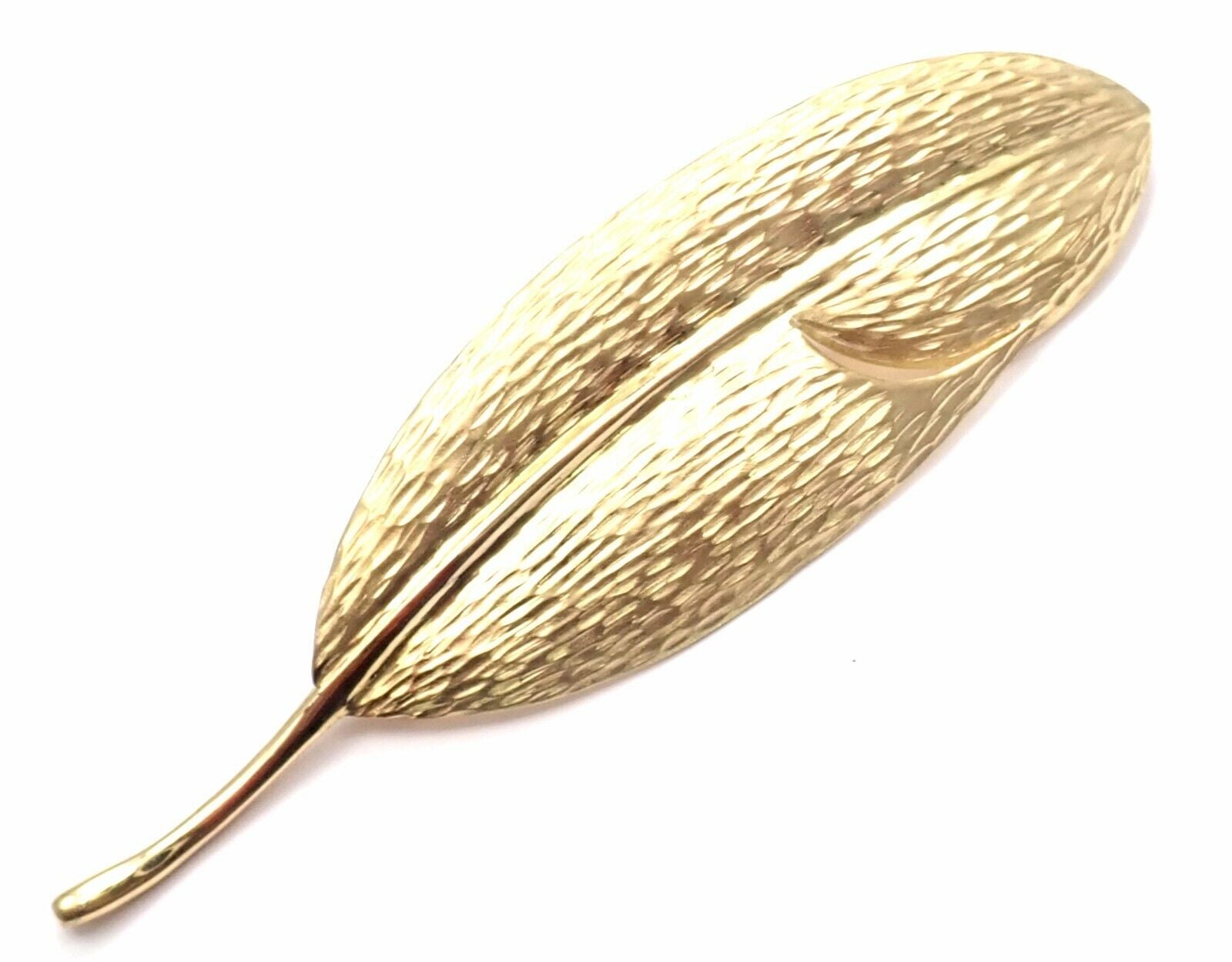 Authentic! Tiffany & Co Angela Cummings 18K Yellow Gold Leaf Pin Brooch | Fortrove