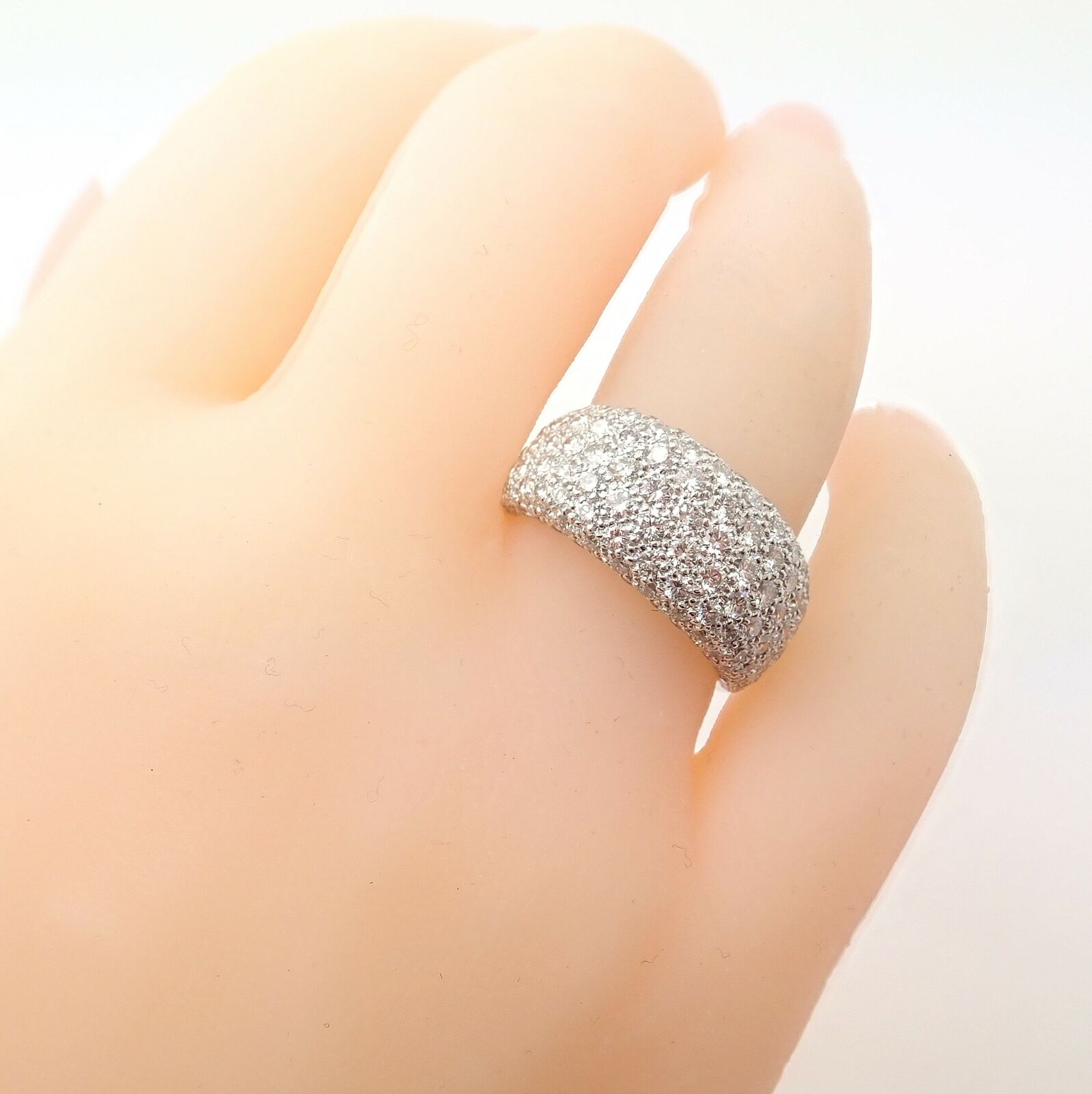 Authentic Cartier 18k White Gold Diamond Band Ring Size 53 US 6 1/4 | Fortrove