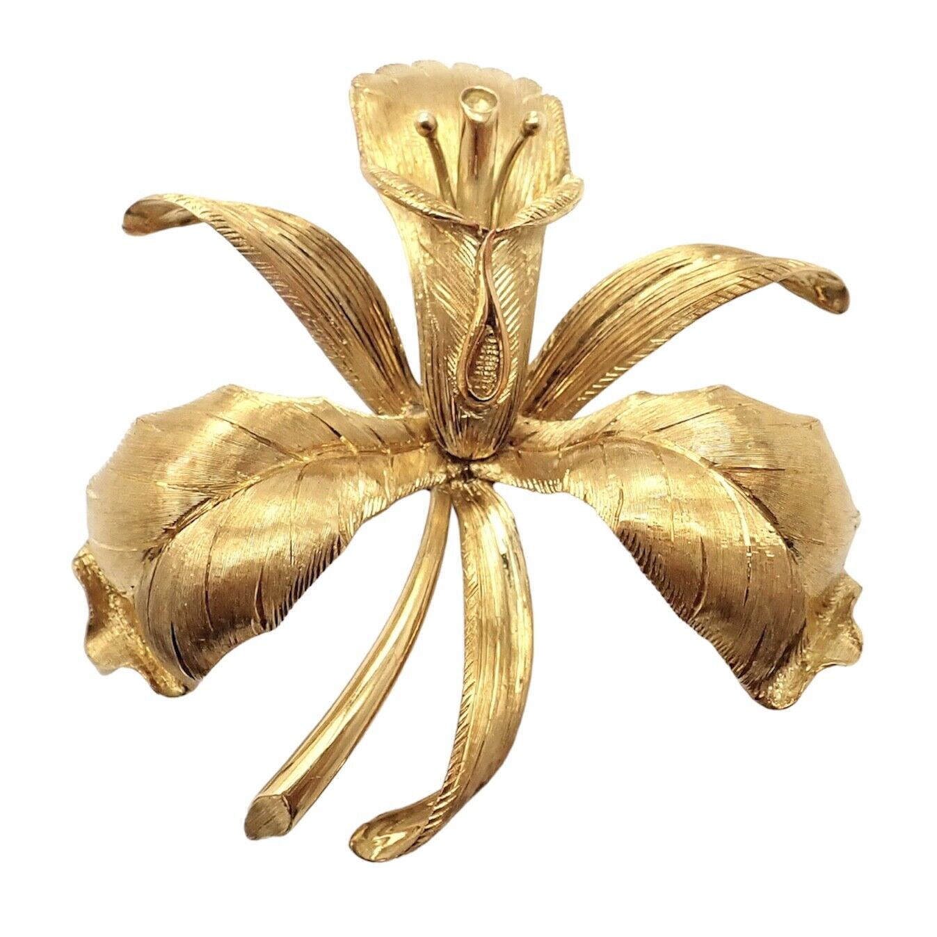 Tiffany & Co Jewelry & Watches:Fine Jewelry:Brooches & Pins Vintage Tiffany & Co 18k Yellow Gold Large Orchid Calla Lily Pin Brooch 1950s