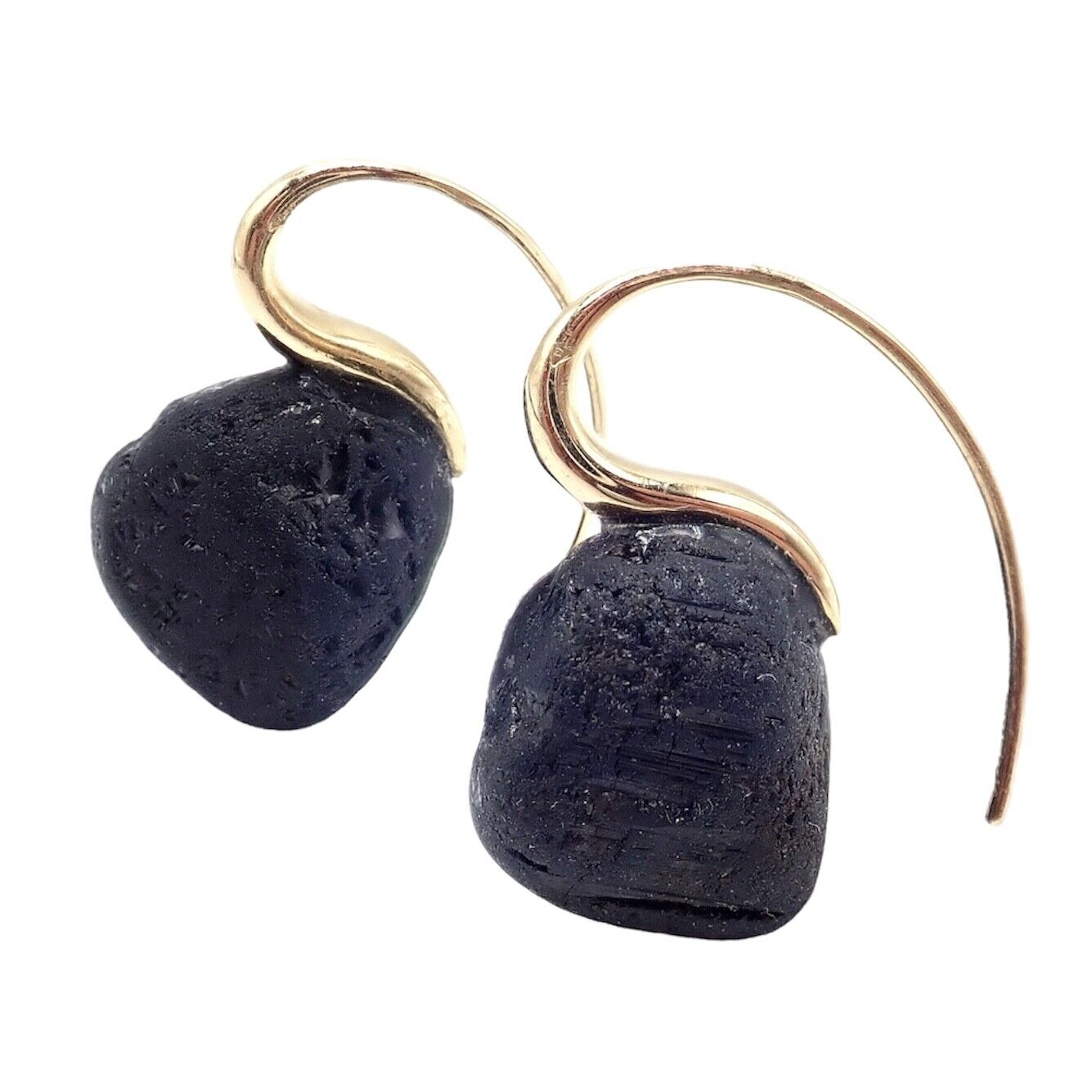 Unbranded Jewelry & Watches:Fine Jewelry:Earrings Vintage Estate 18k Yellow Gold French Maker M Lava Stone Earrings