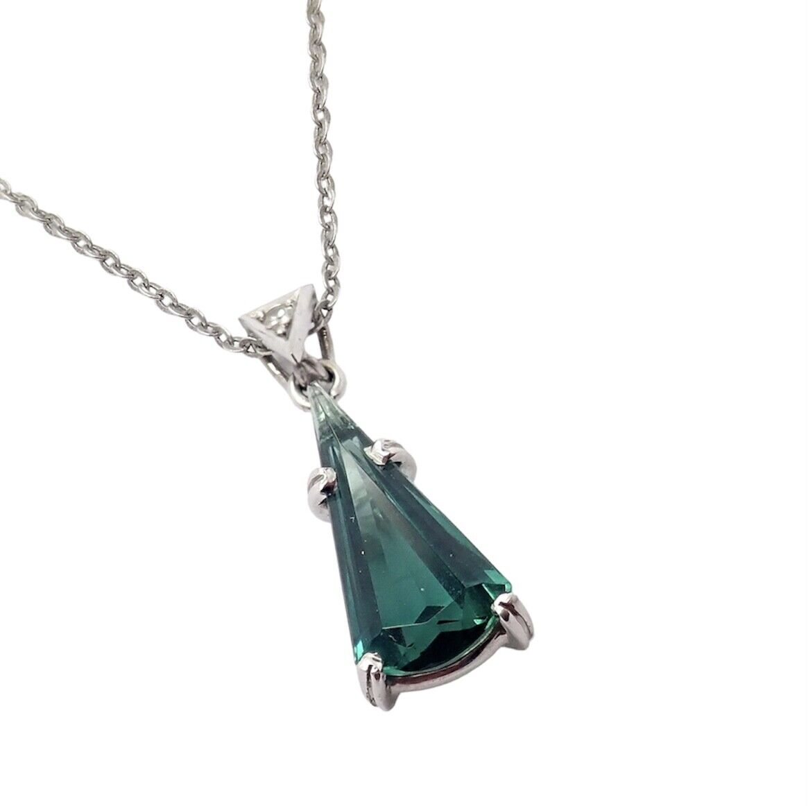 Rare! Authentic H. Stern 18k White Gold Diamond Blue Green Tourmaline Necklace | Fortrove